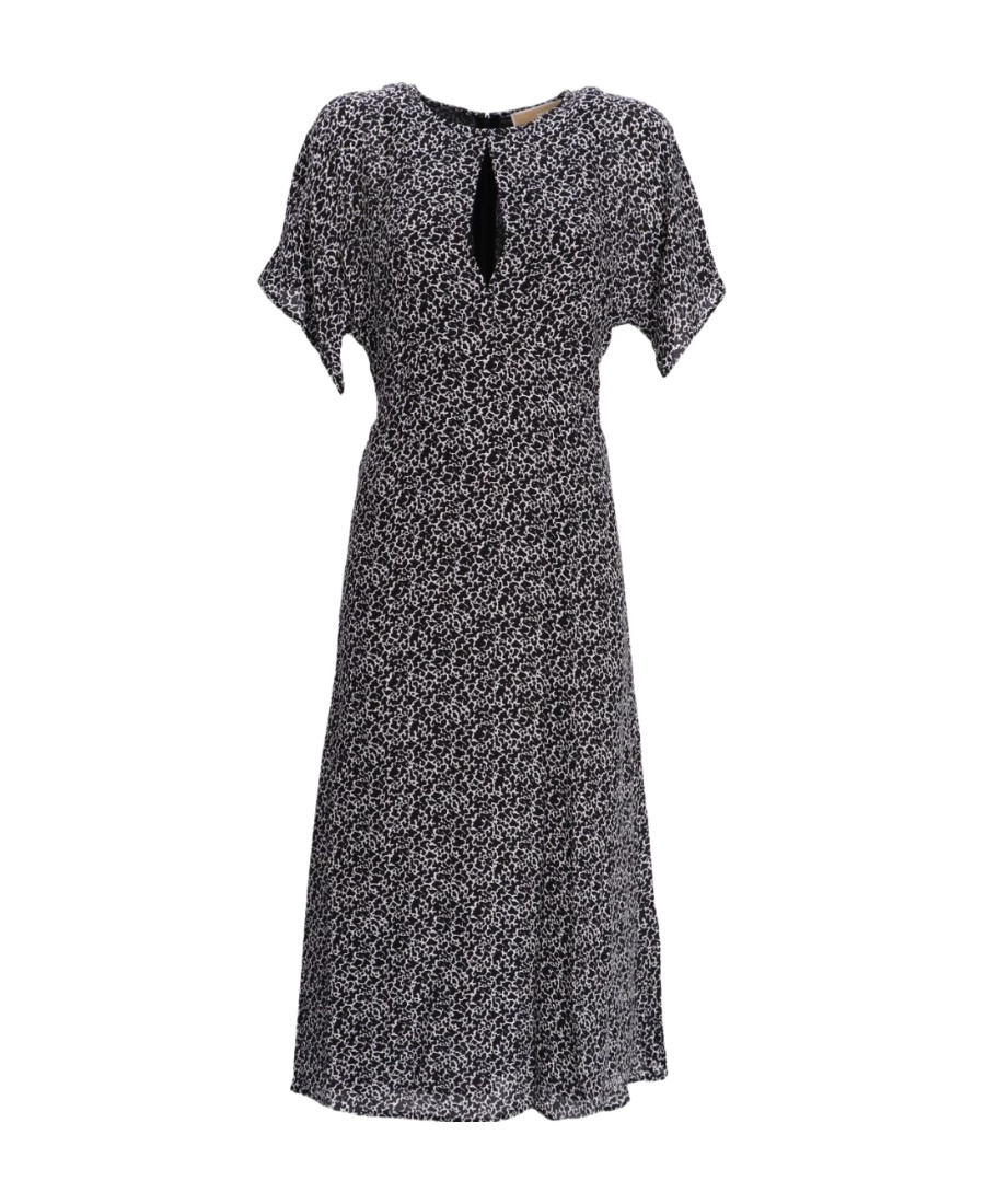 Shop Michael Kors Abstract-print Midi Dress In Black