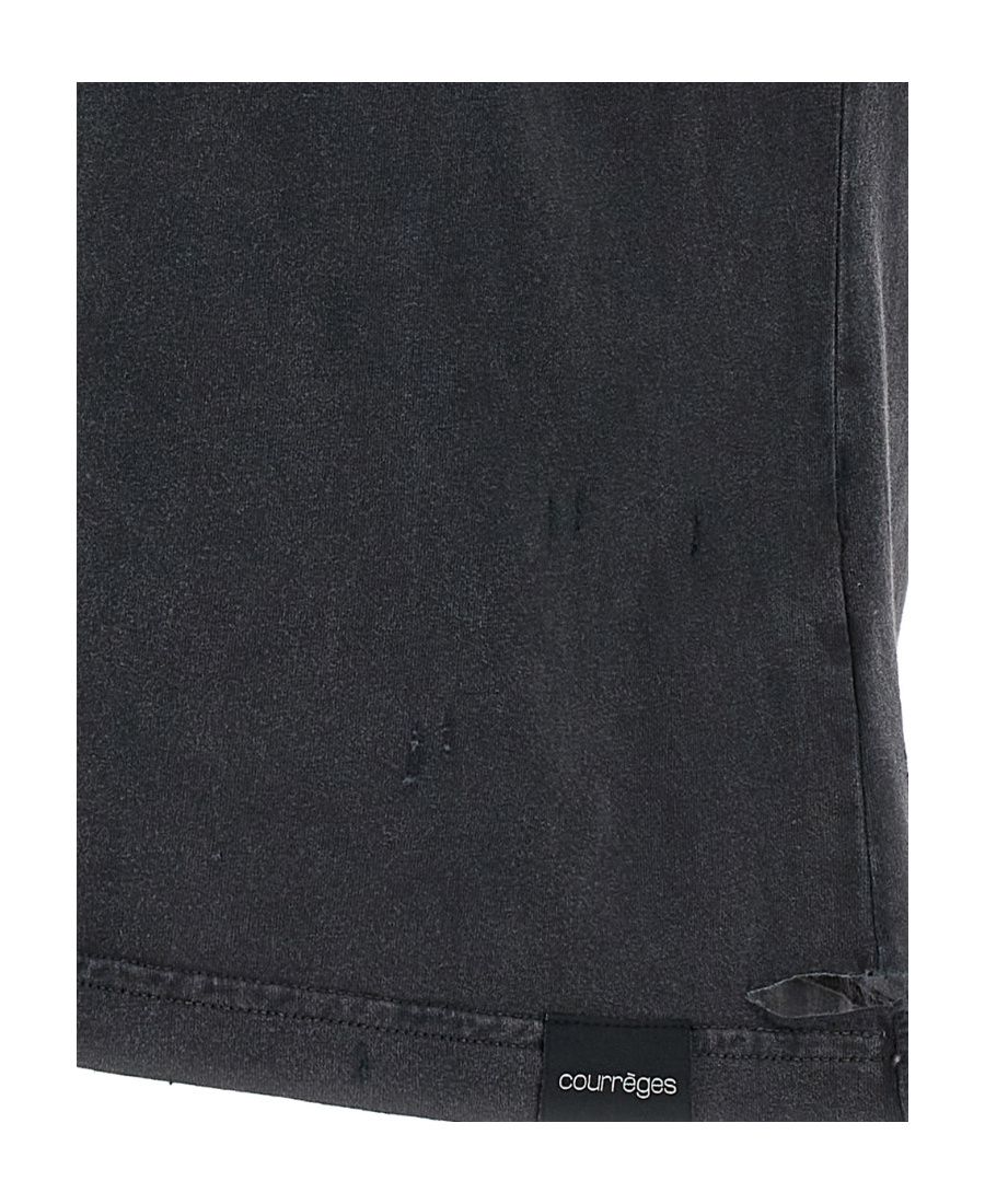 Shop Courrèges Ac Destroyed Cotton T-shir In Black