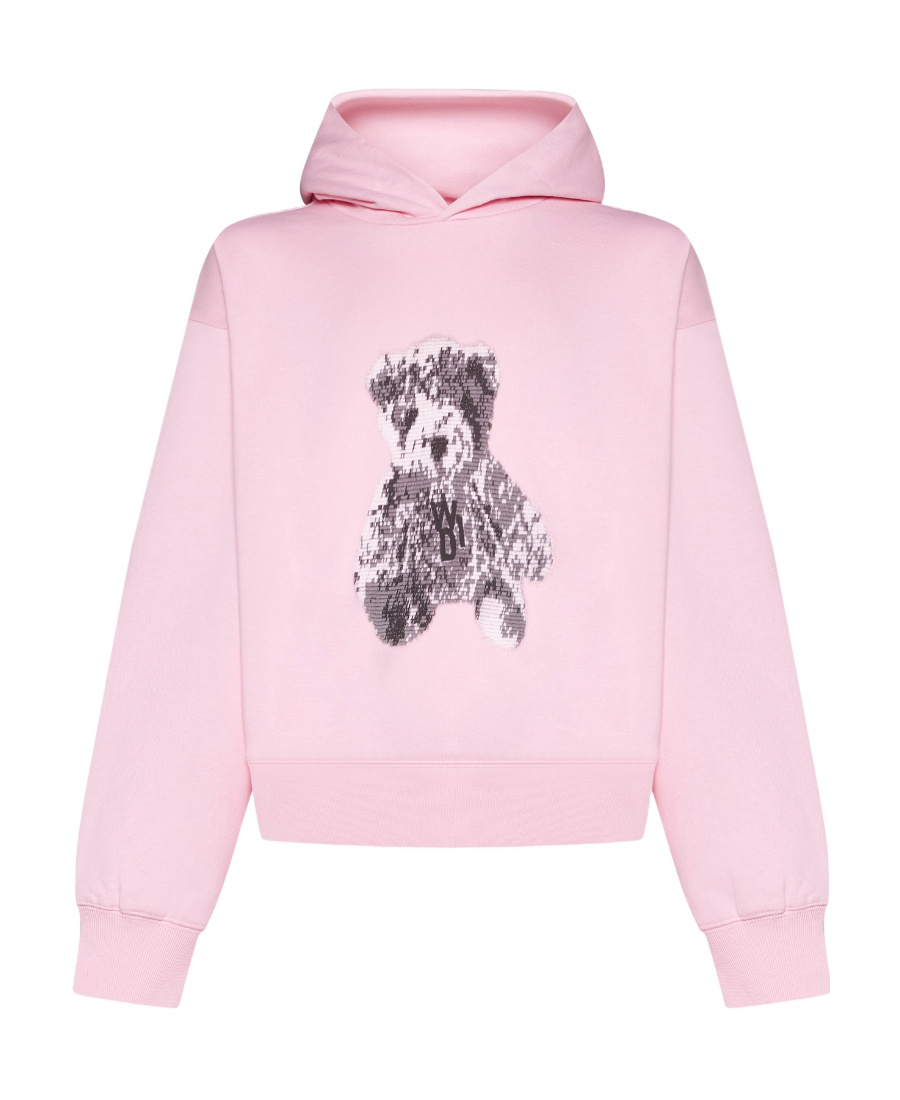 We11 Done Teddy Bear-print Cotton Hoodie In Pink