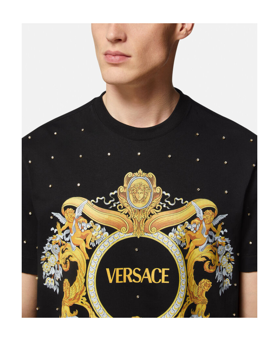 Versace Medusa Crystal-embellished T-shirt In Black