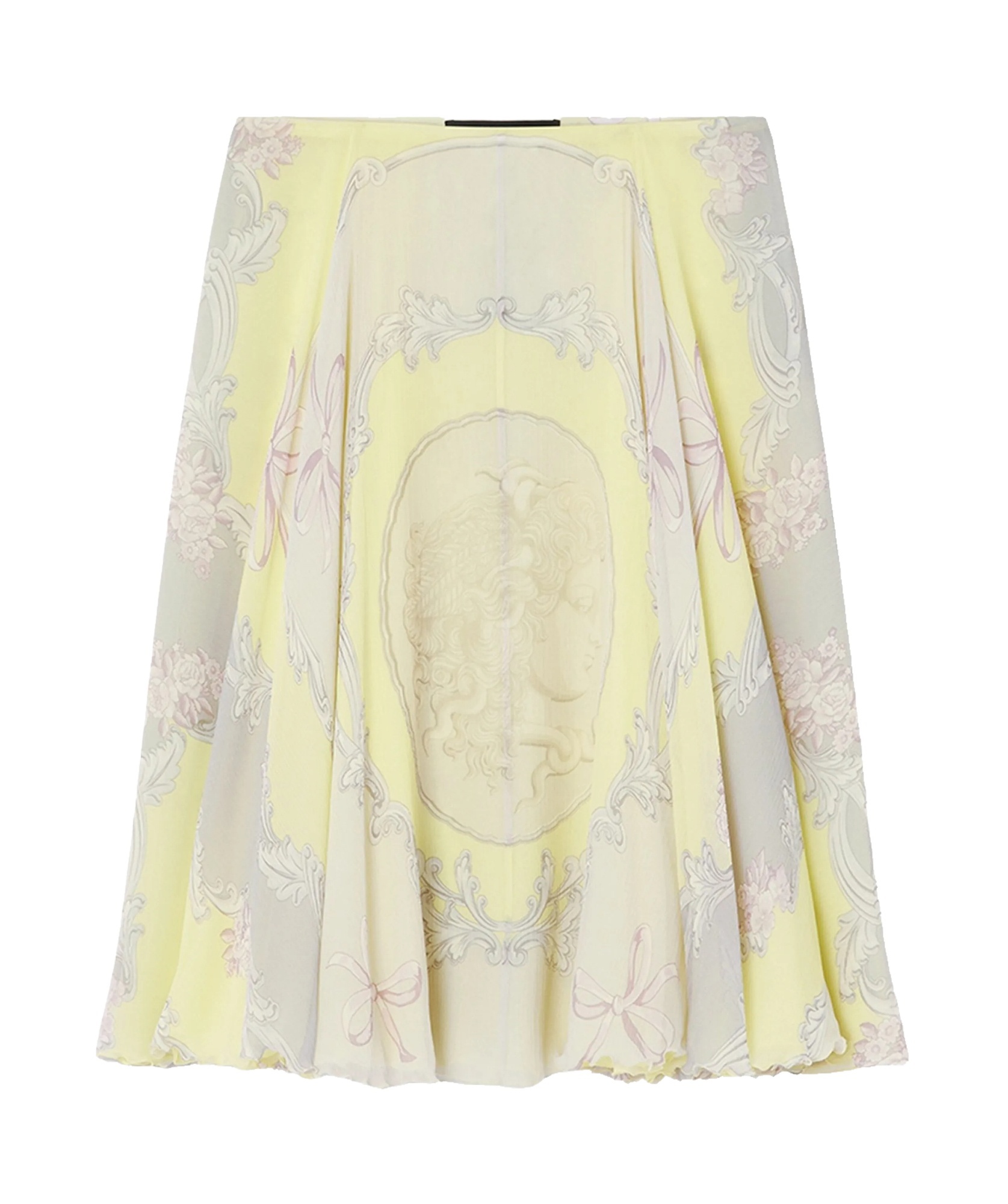 Versace Cameo Silk Flowy Skirt In Nude
