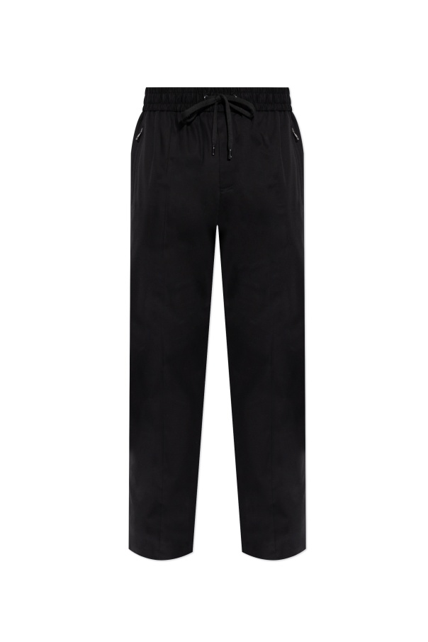 Dolce & Gabbana Drawstring Elastic Waist Casual Pants In Black