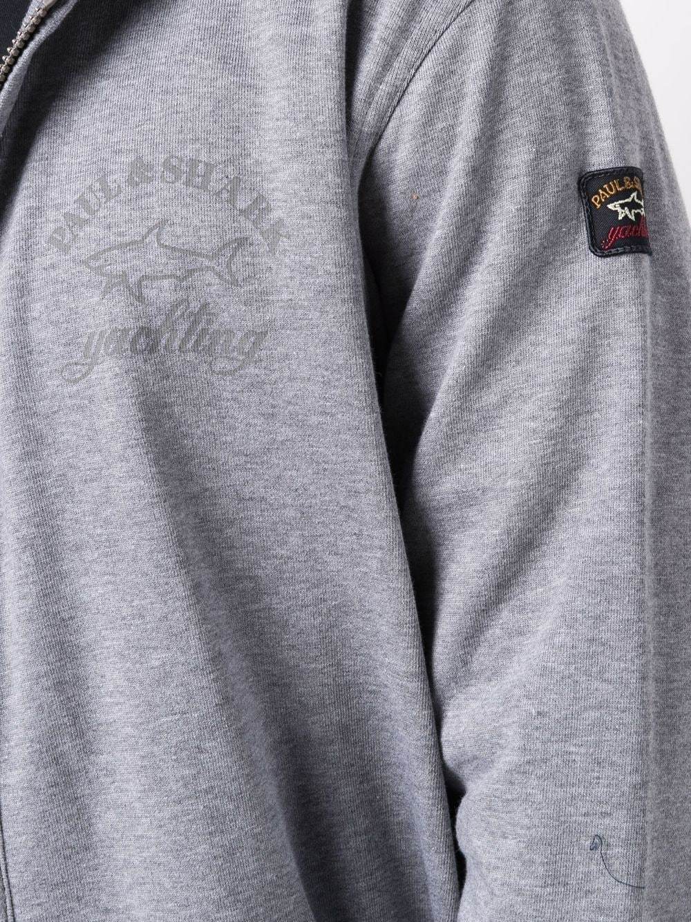 Shop Paul & Shark Logo-print Zip-up Hoodie In Black
