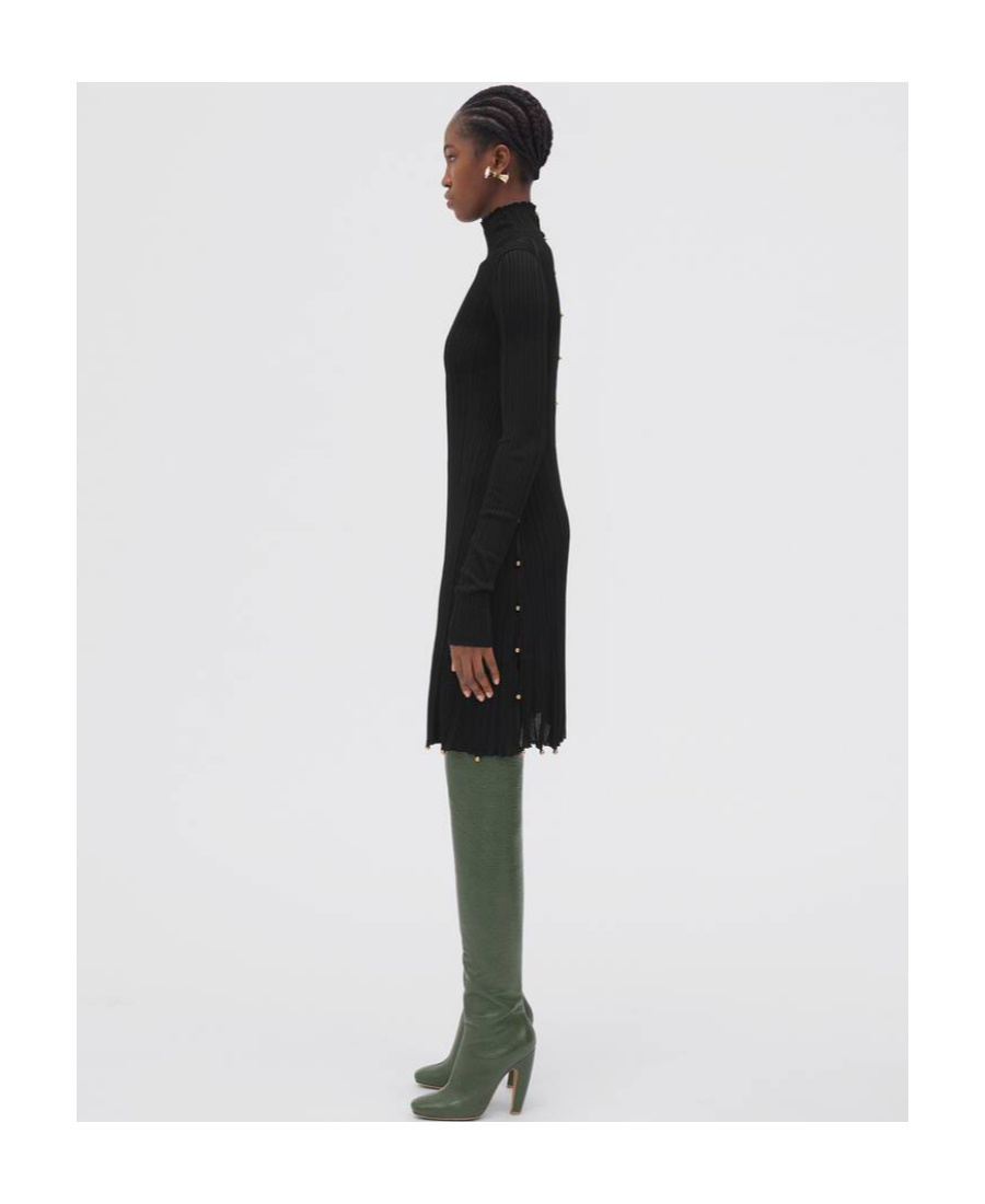 BOTTEGA VENETA STUD-DETAIL RIB-KNIT MINI DRESS
