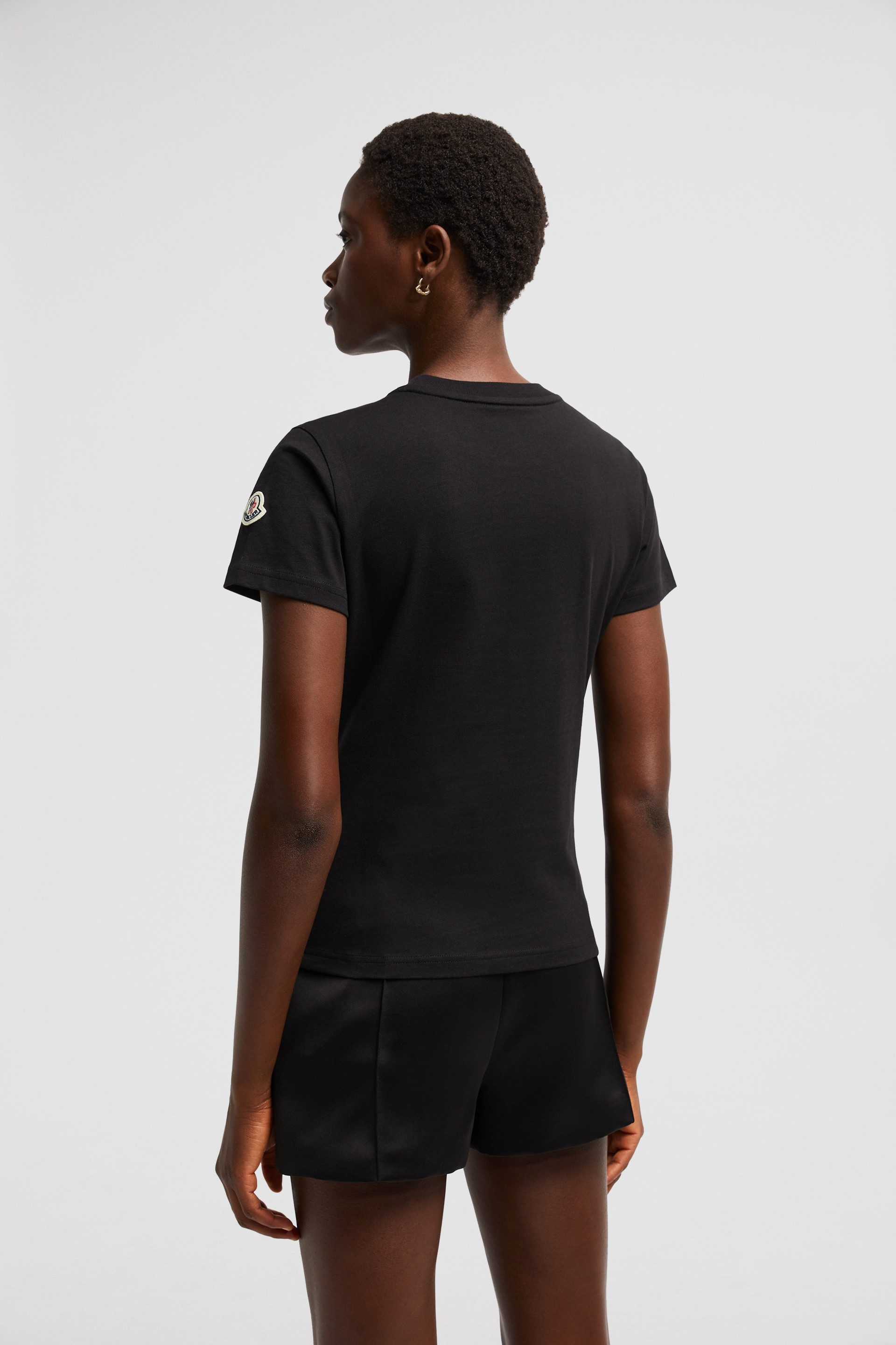 Moncler Beaded Logo T-shirt In Black