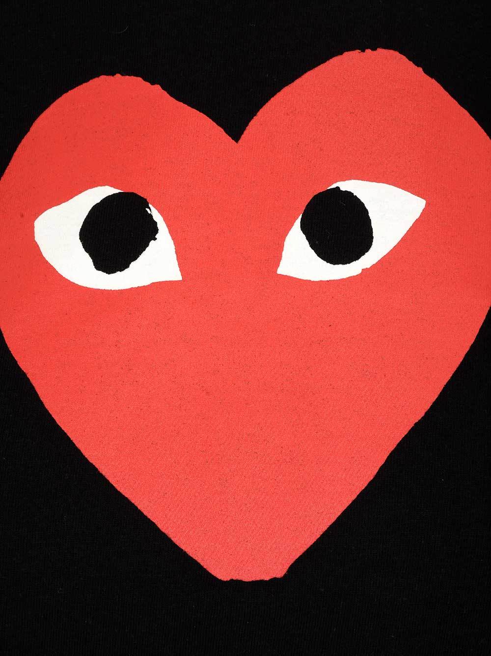 Comme Des Garçons Play Heart Printed Crewneck T-shirt In Black