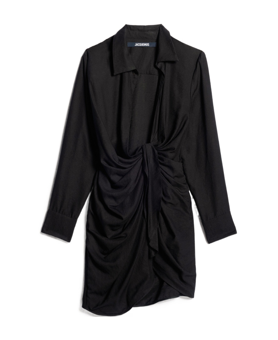 Jacquemus Womens Black Black La Robe Bahia Plunging-neckline Woven Mini Dress 10 In Black