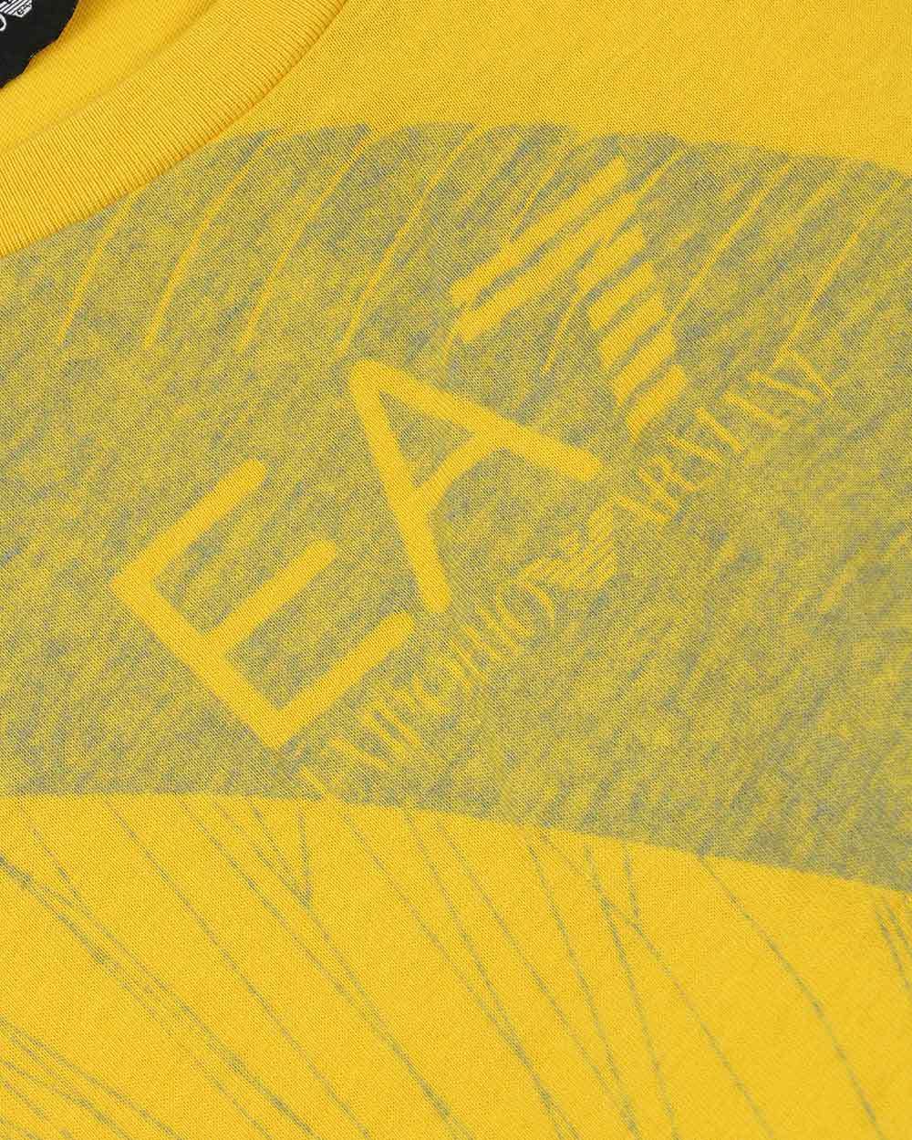 Ea7 Logo Printed T-shirt With Round Neck In Yellow