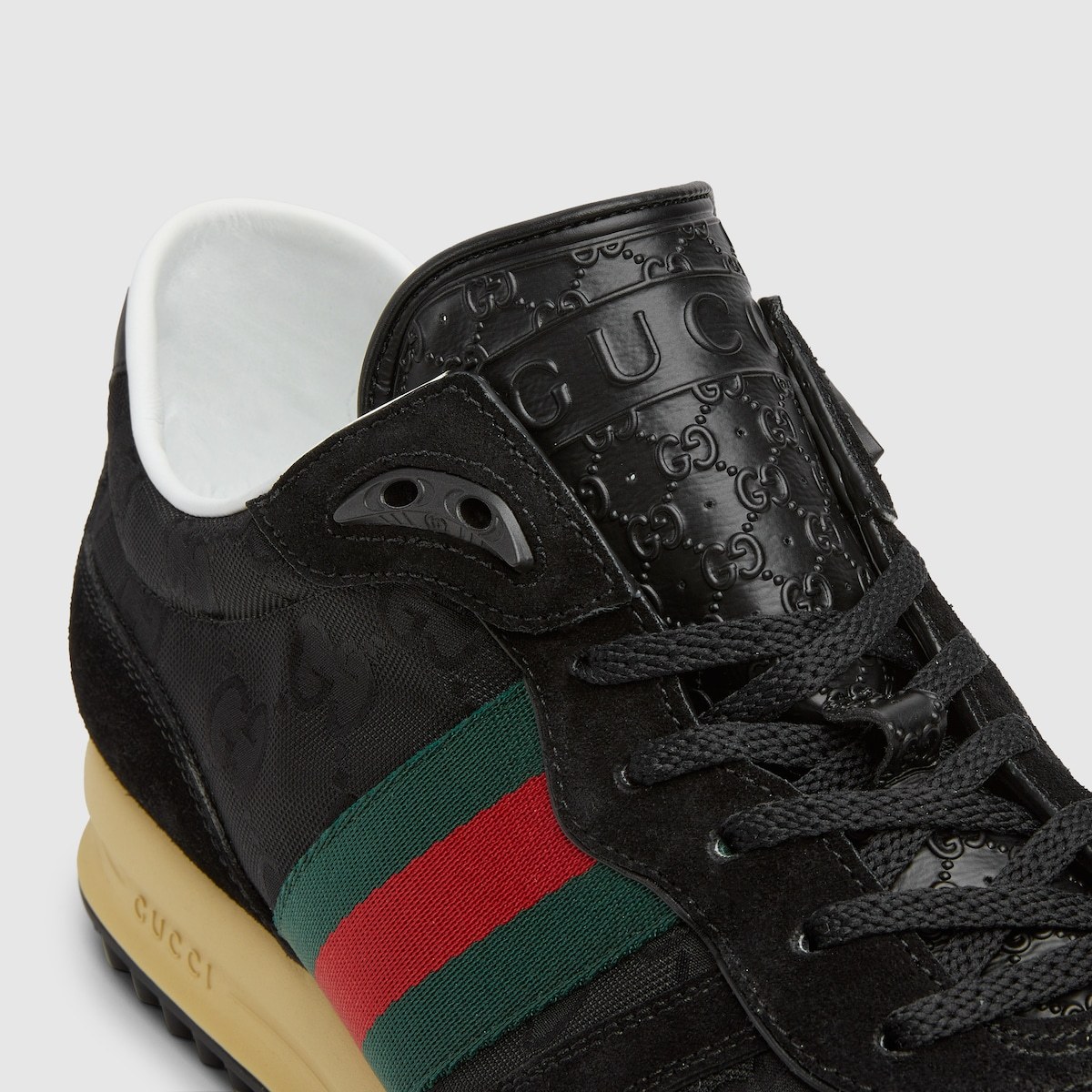 Gucci Round Toe Suede Panels Rubber Sole Sneakers In Multi