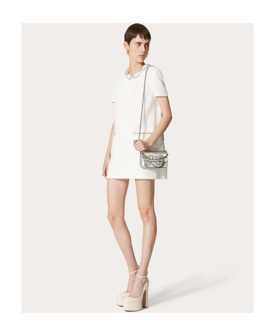 VALENTINO EMBROIDERED TWEED SHORT DRESS