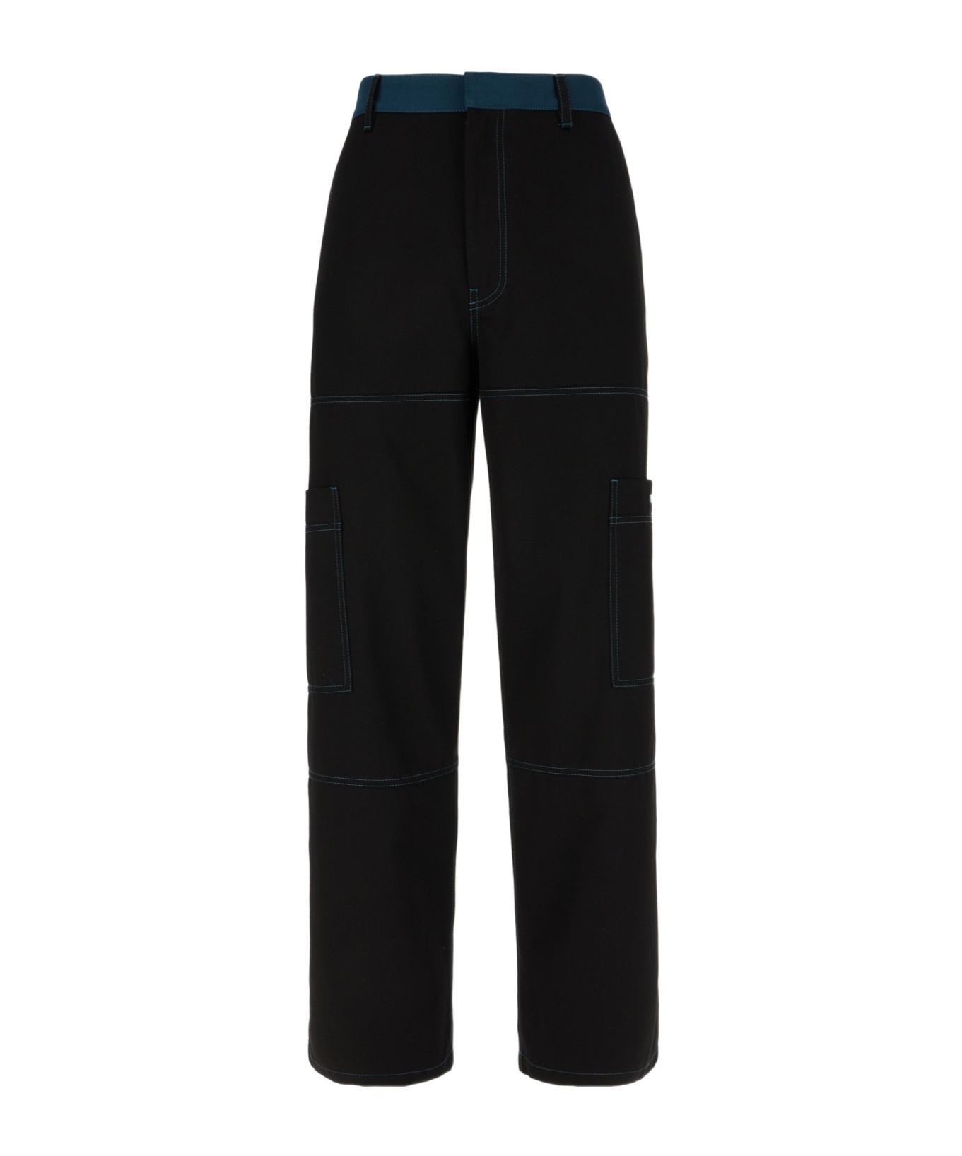 Off-white Cotton Cargo Pants With Multiple Pockets In Black