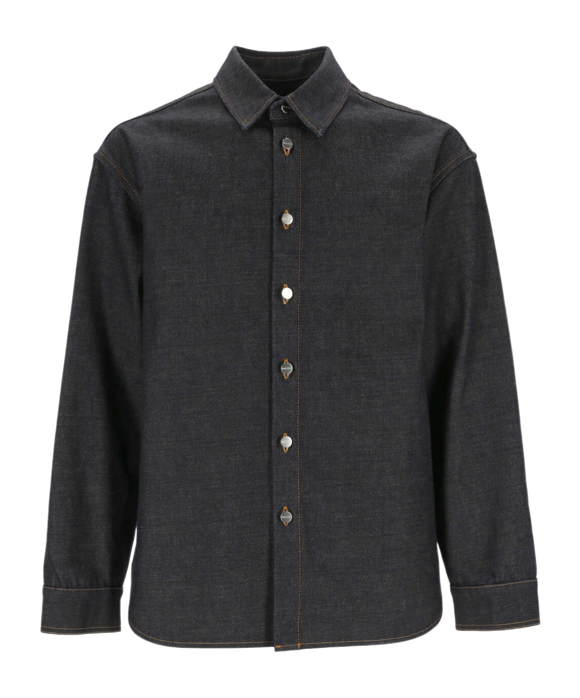 Ferragamo Salvatore  Long-sleeved Denim Shirt In Black