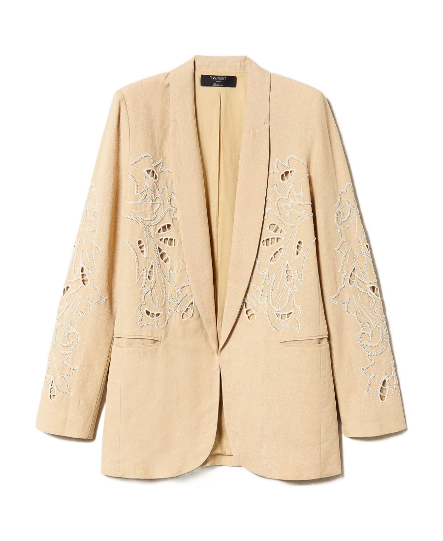 Twinset Long-sleeved Suit Coat In Nude