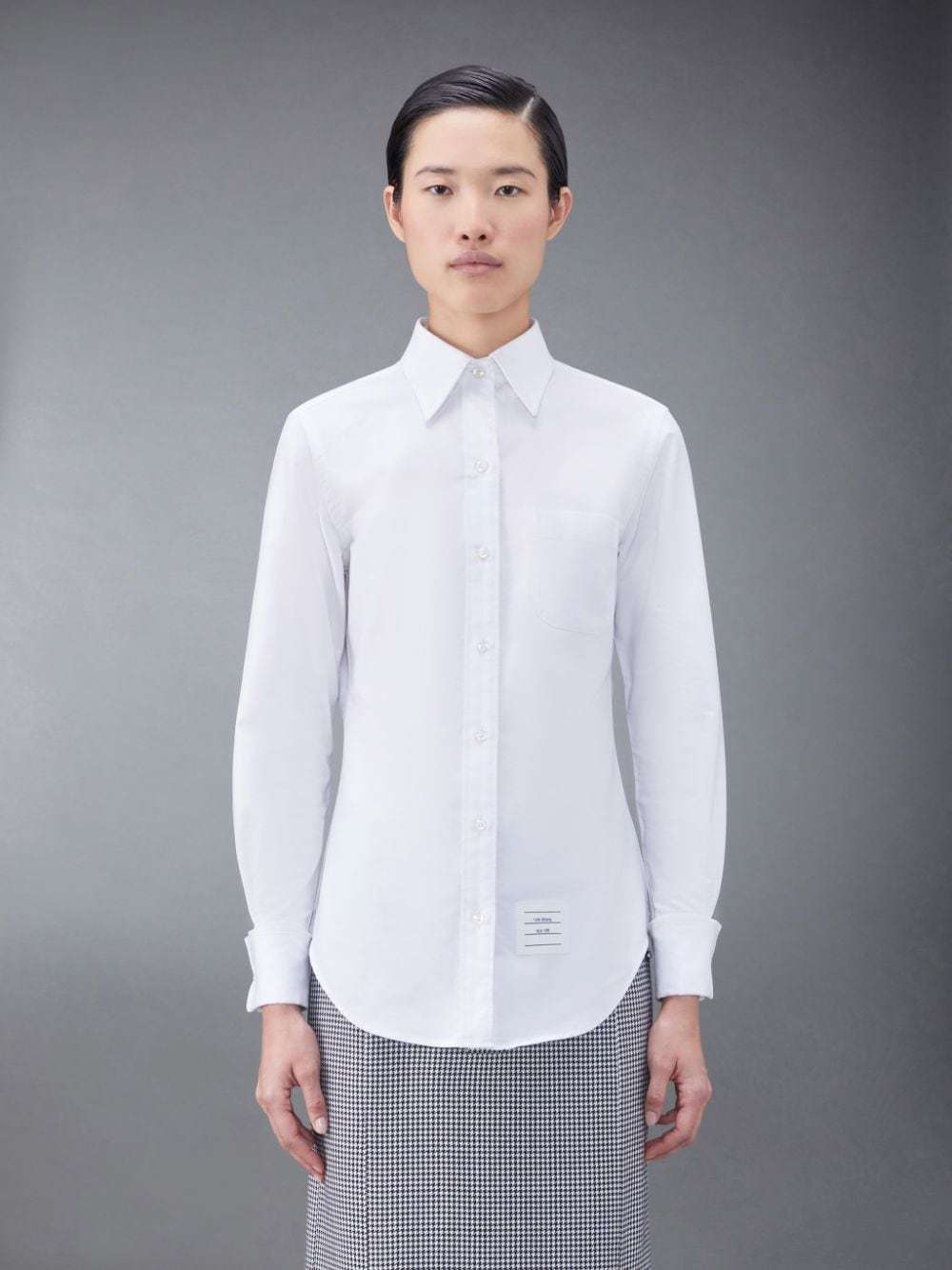 Thom Browne Logo-patch Buttoned Shirt In White
