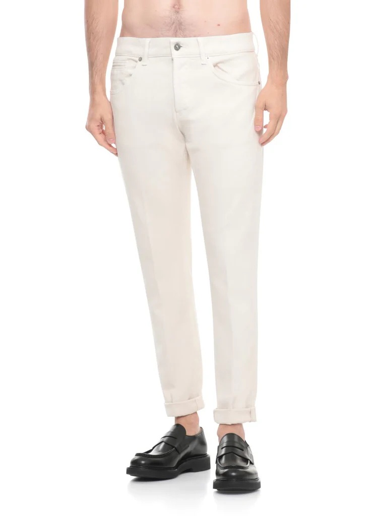 Dondup Straight Trousers With Rolled Cuffs And Pockets In Metallic
