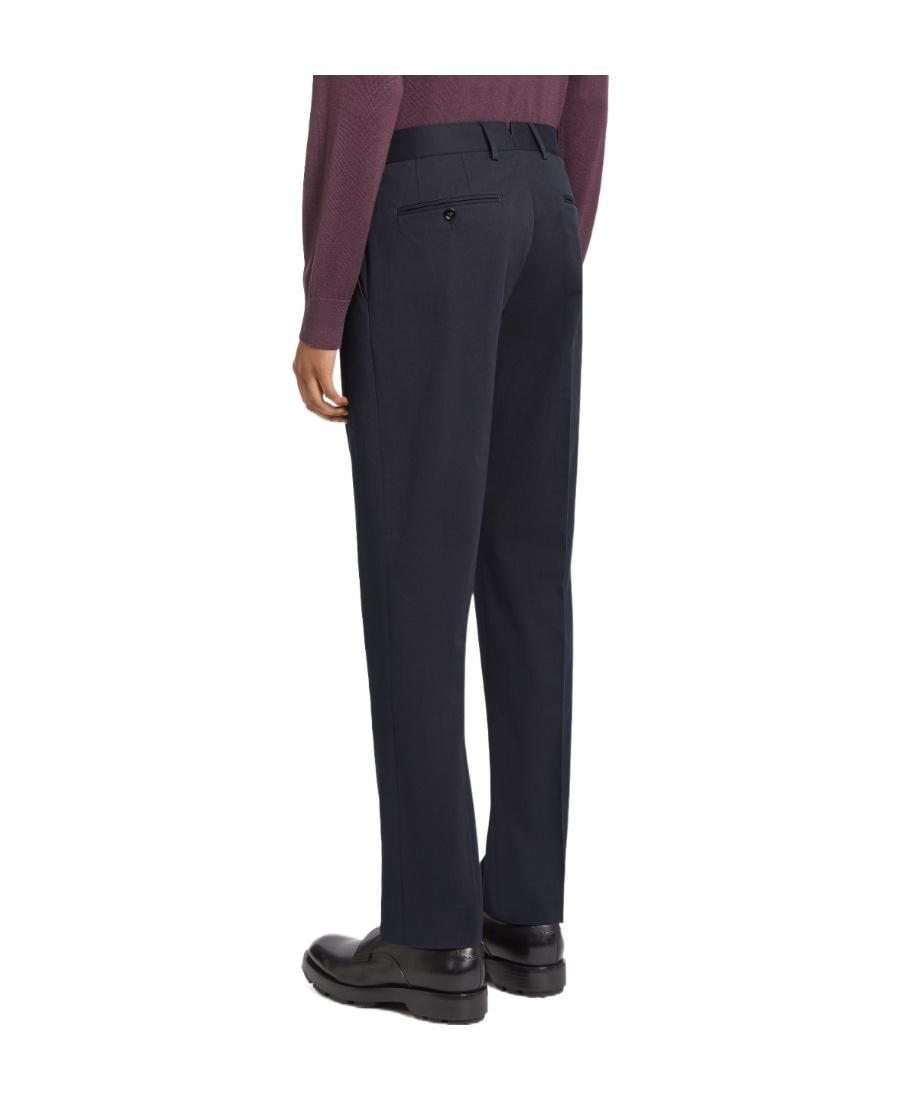 Shop Zegna Straight-leg Cotton Trousers In Black