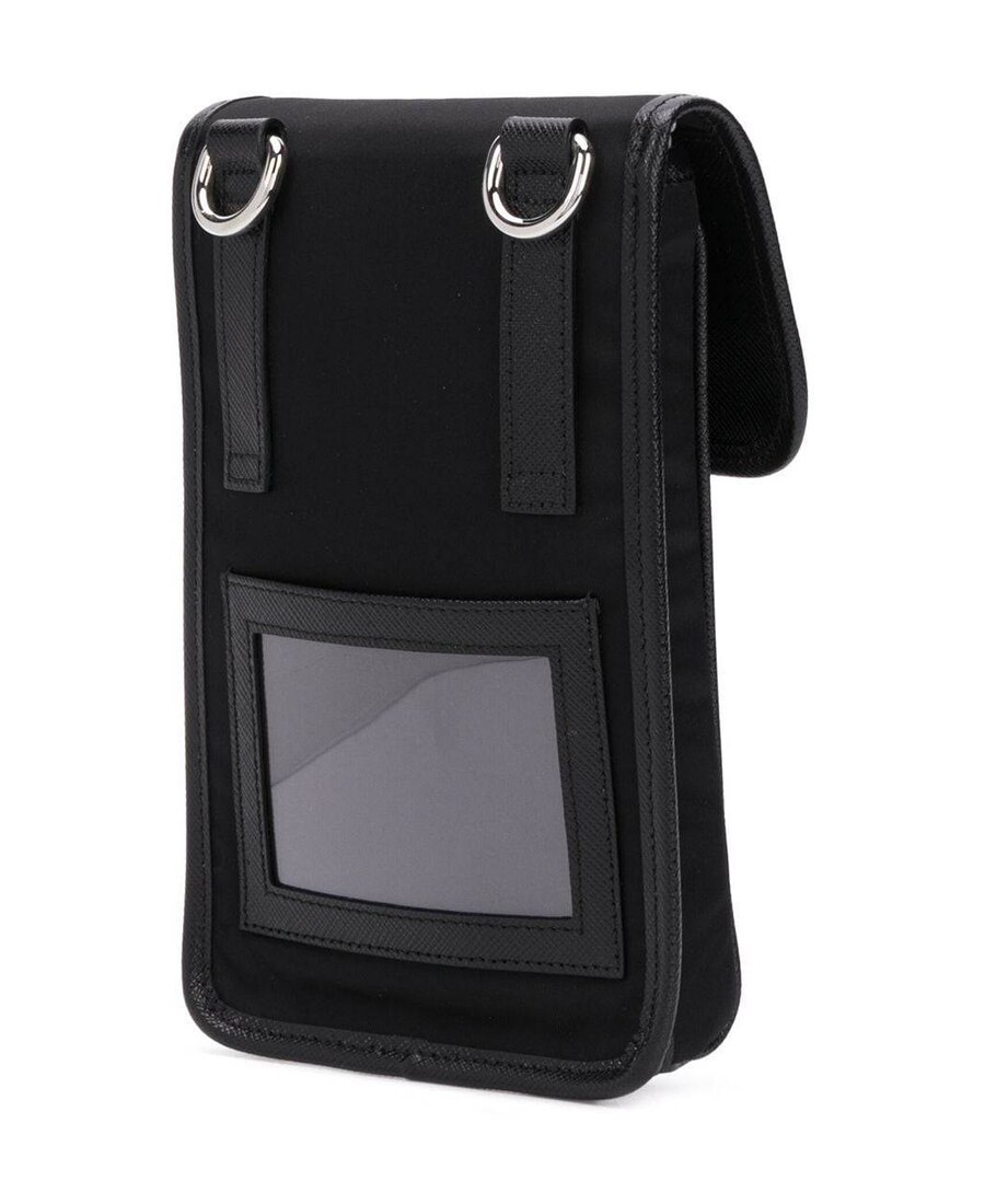 Prada Nylon And Saffiano Leather Smartphone Case In Black