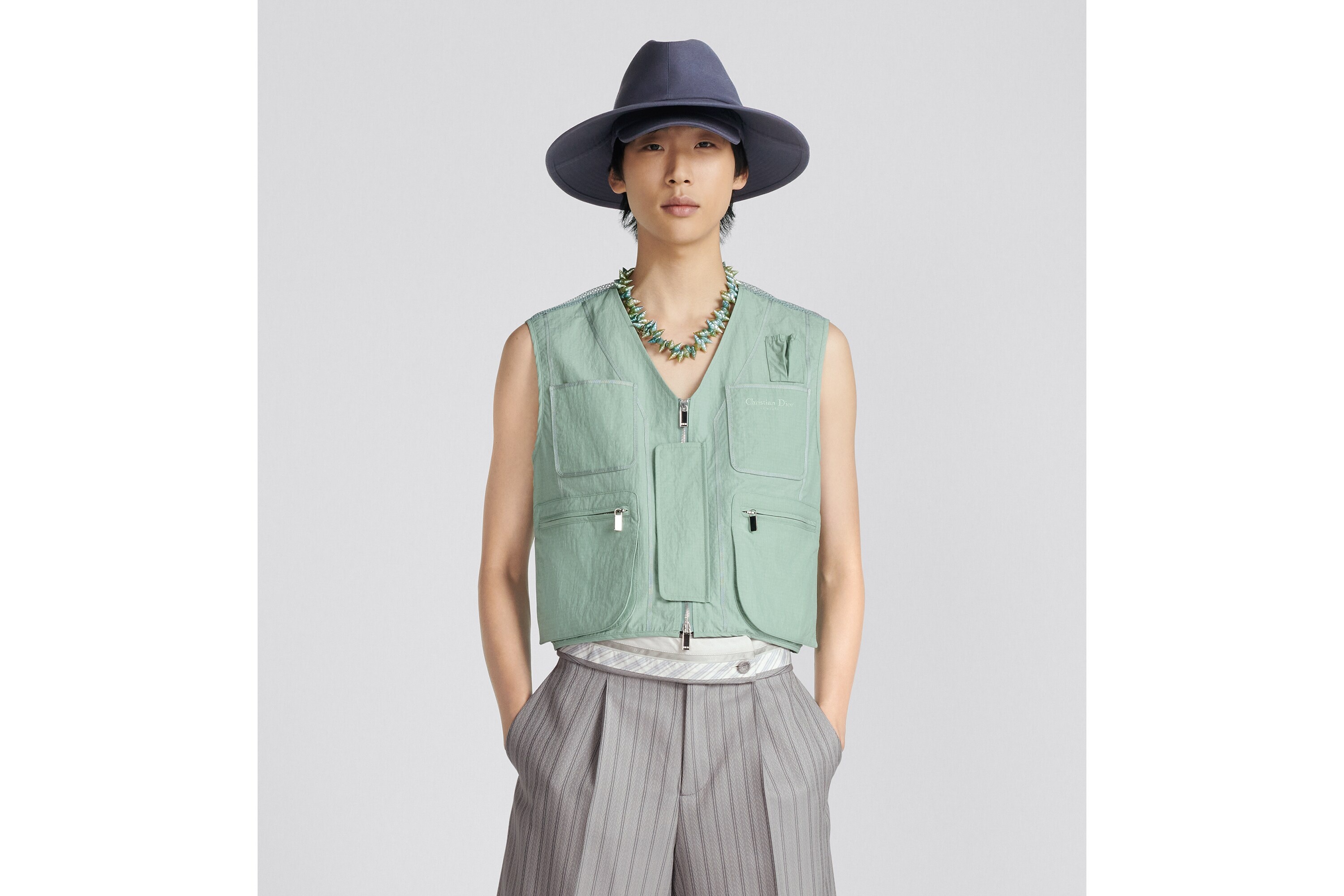 Dior Zipper Vest In Green