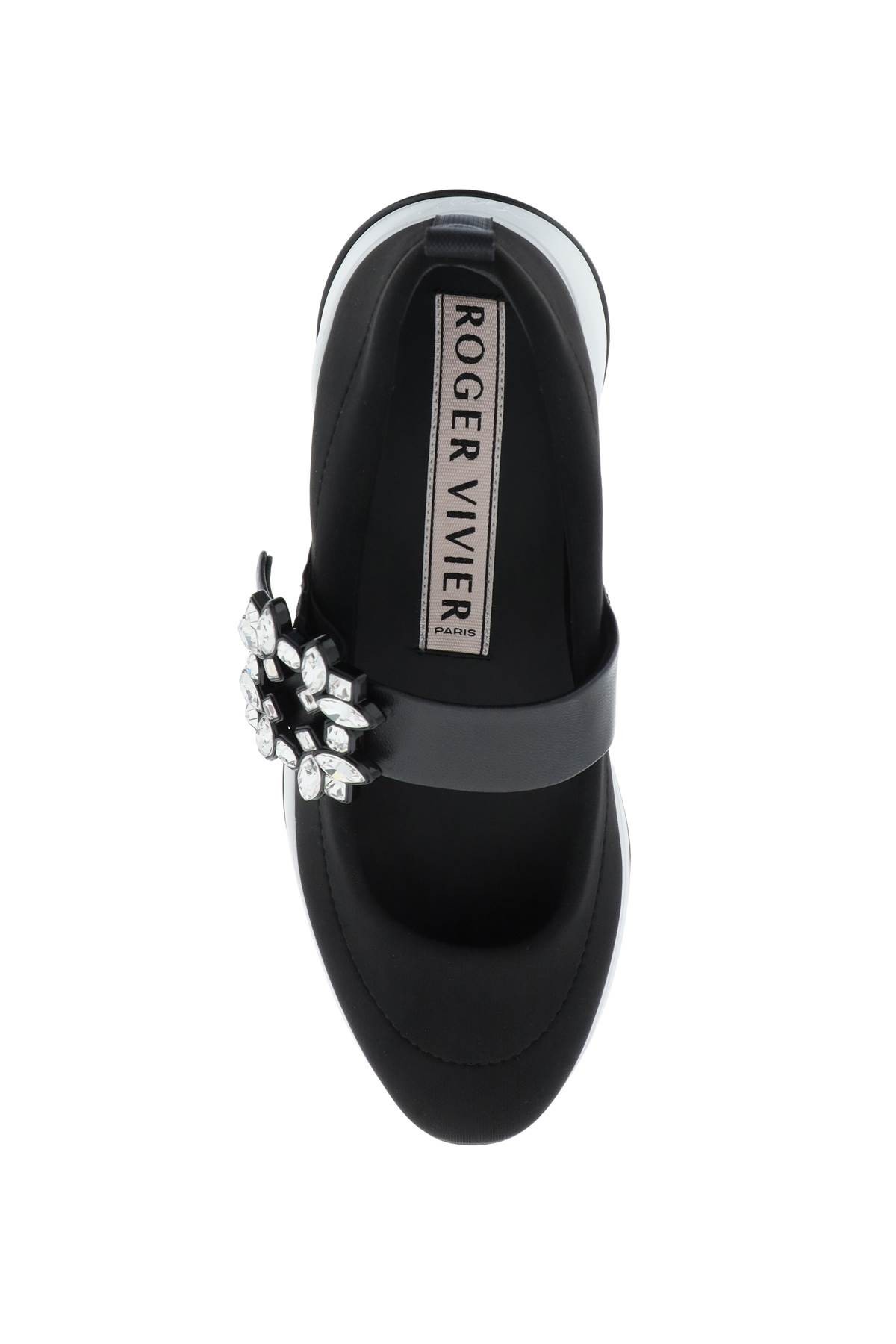 Roger Vivier Viv Run Strass Buckle Hybrid Slip Ons In Black