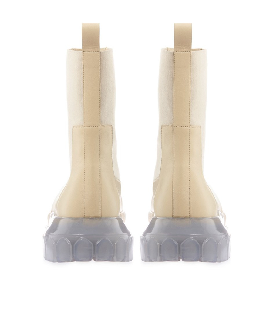 Rick Owens Elasticated-panels Leather Boots In Nude
