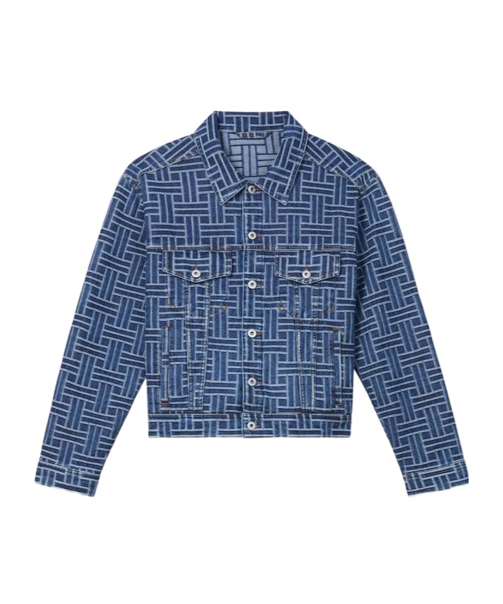 Kenzo Weave Denim Truck Driver Jacket In Blue