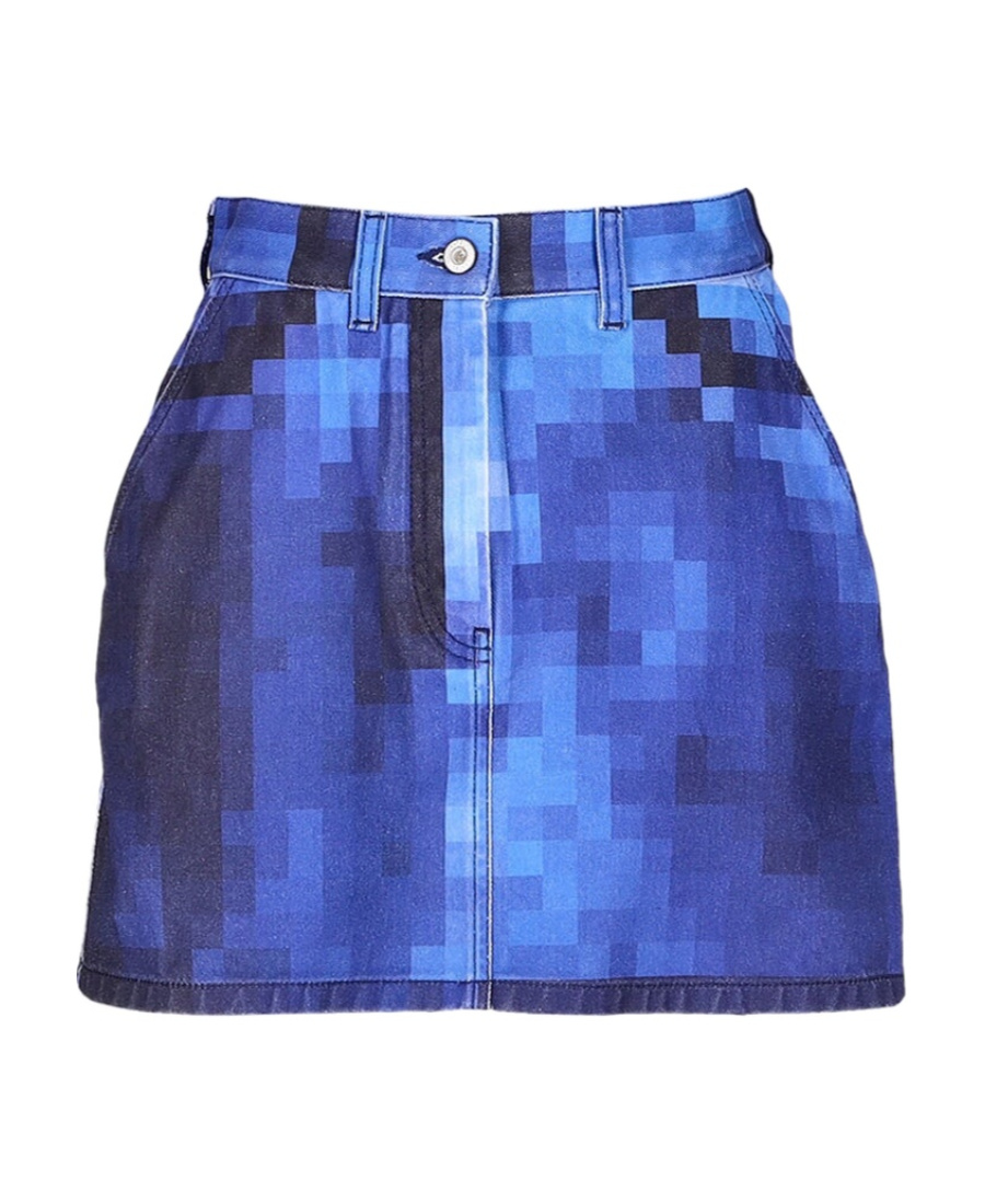LOEWE PIXELATED MINI SKIRT IN DENIM 