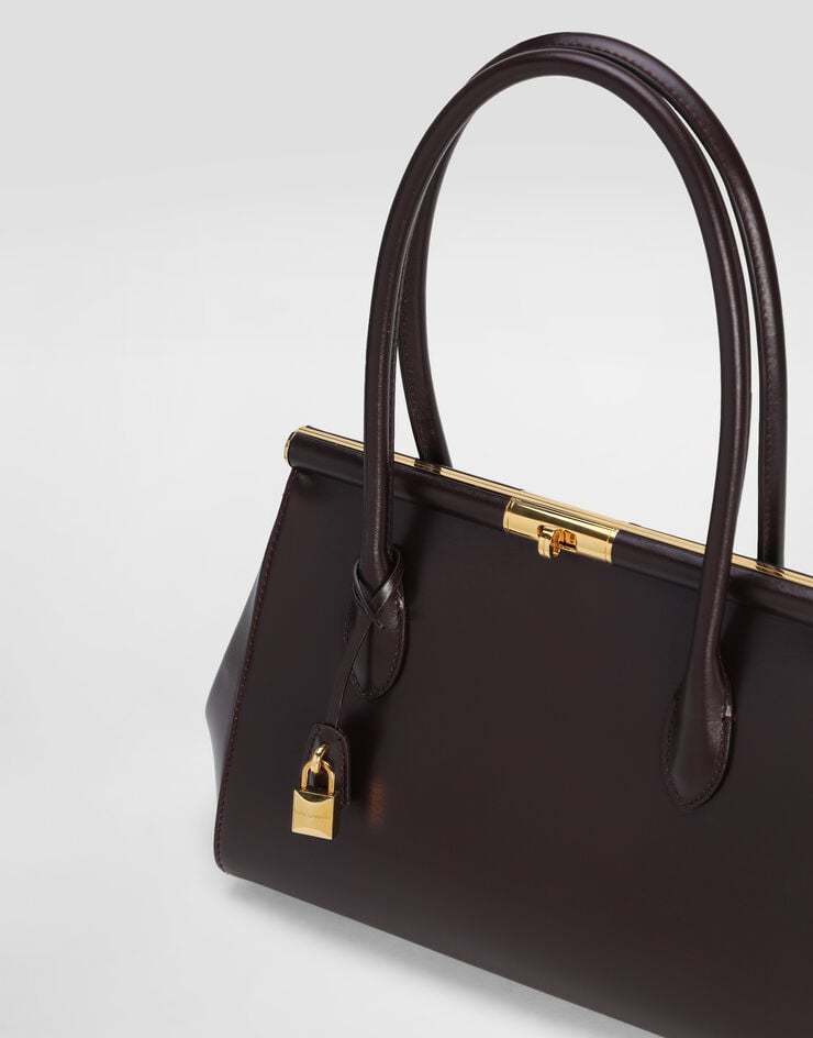 Dolce & Gabbana Aubergine Leather Everyday Marlene Shoulder Bag In Brown