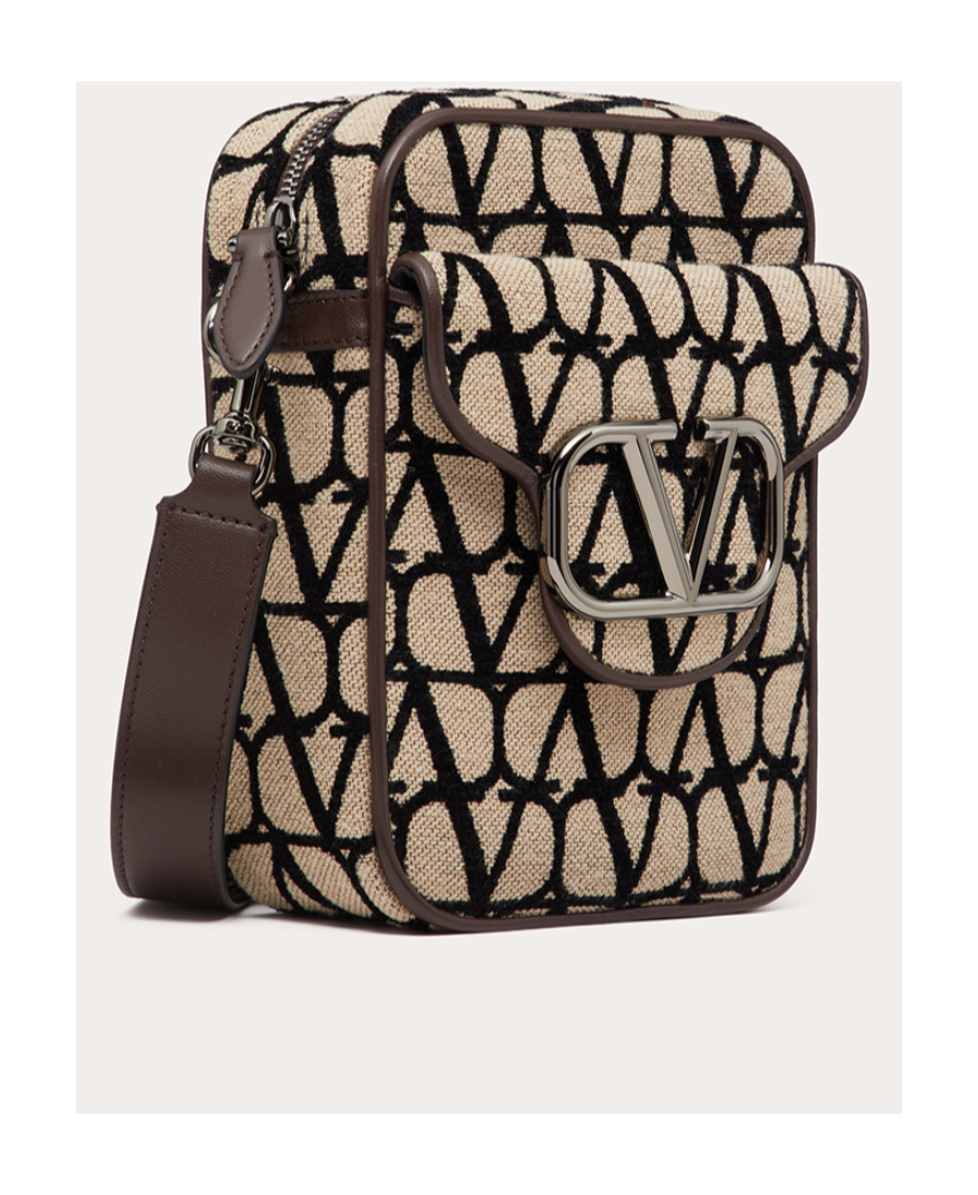 Valentino Toile Iconographe Vlogo Messenger Bag In Black