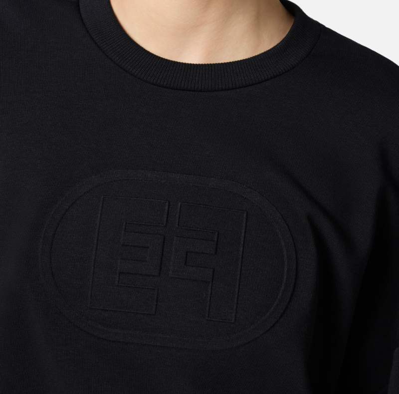Elisabetta Franchi Maxi Logo Embossed Sweatshirt In Black