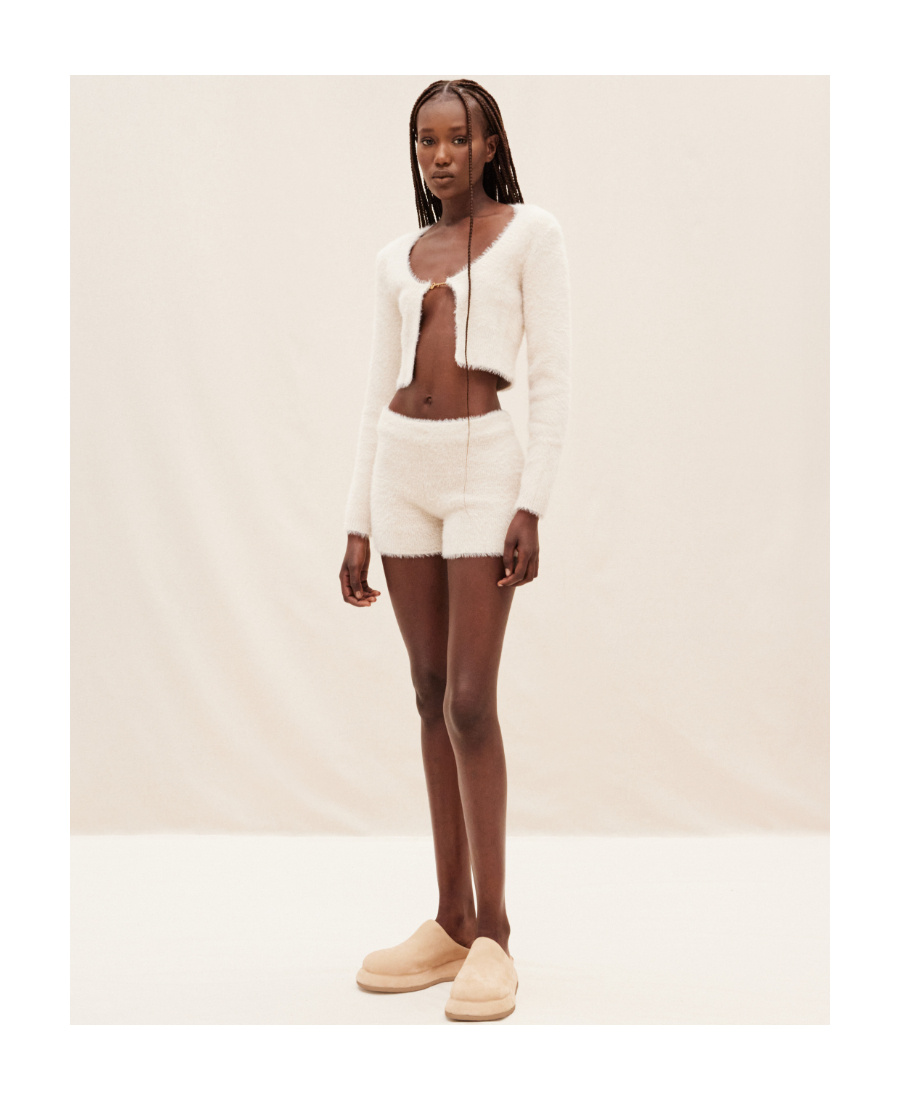 Shop Jacquemus Textured Knit Shorts In White
