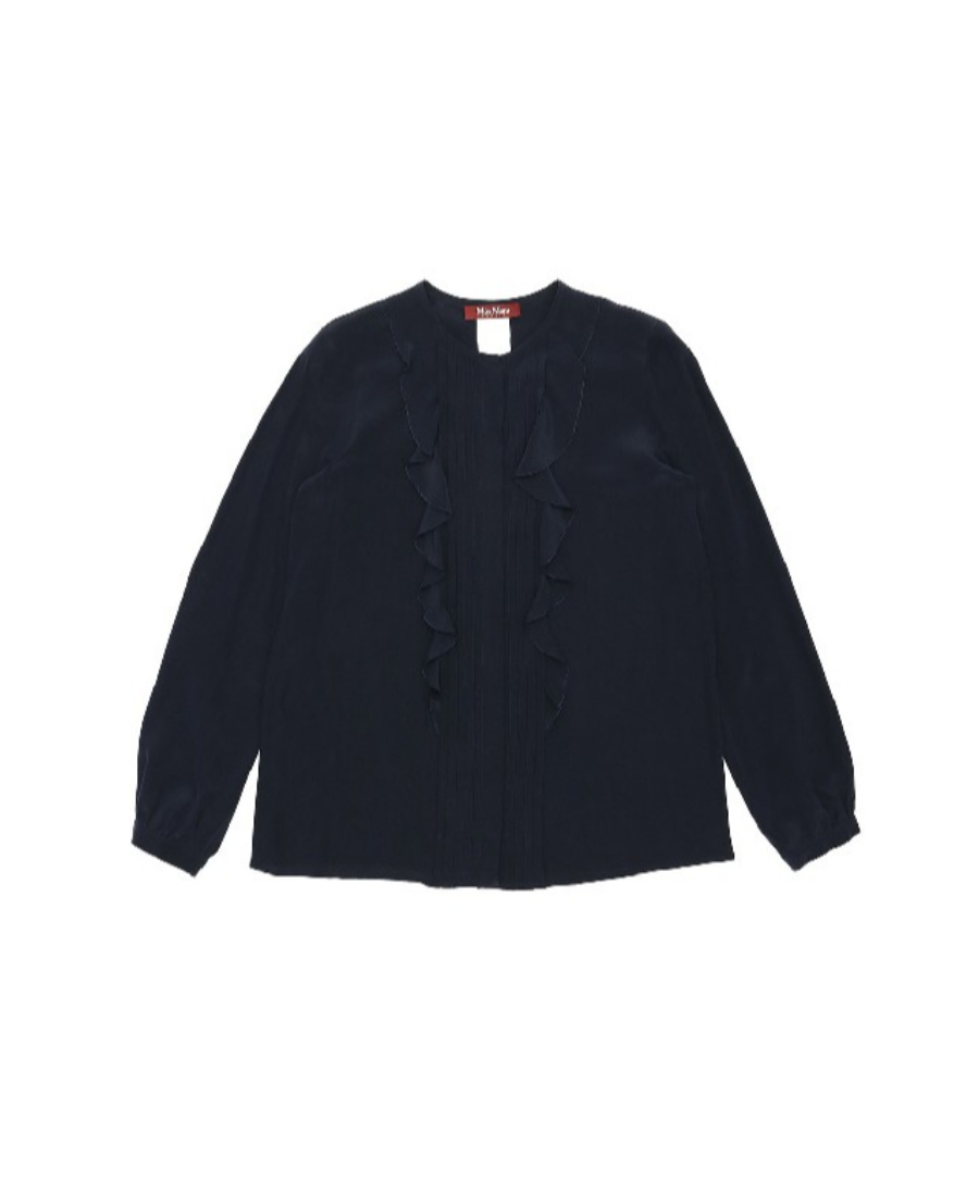 MAX MARA DARK BLUE RUFFLED TOP