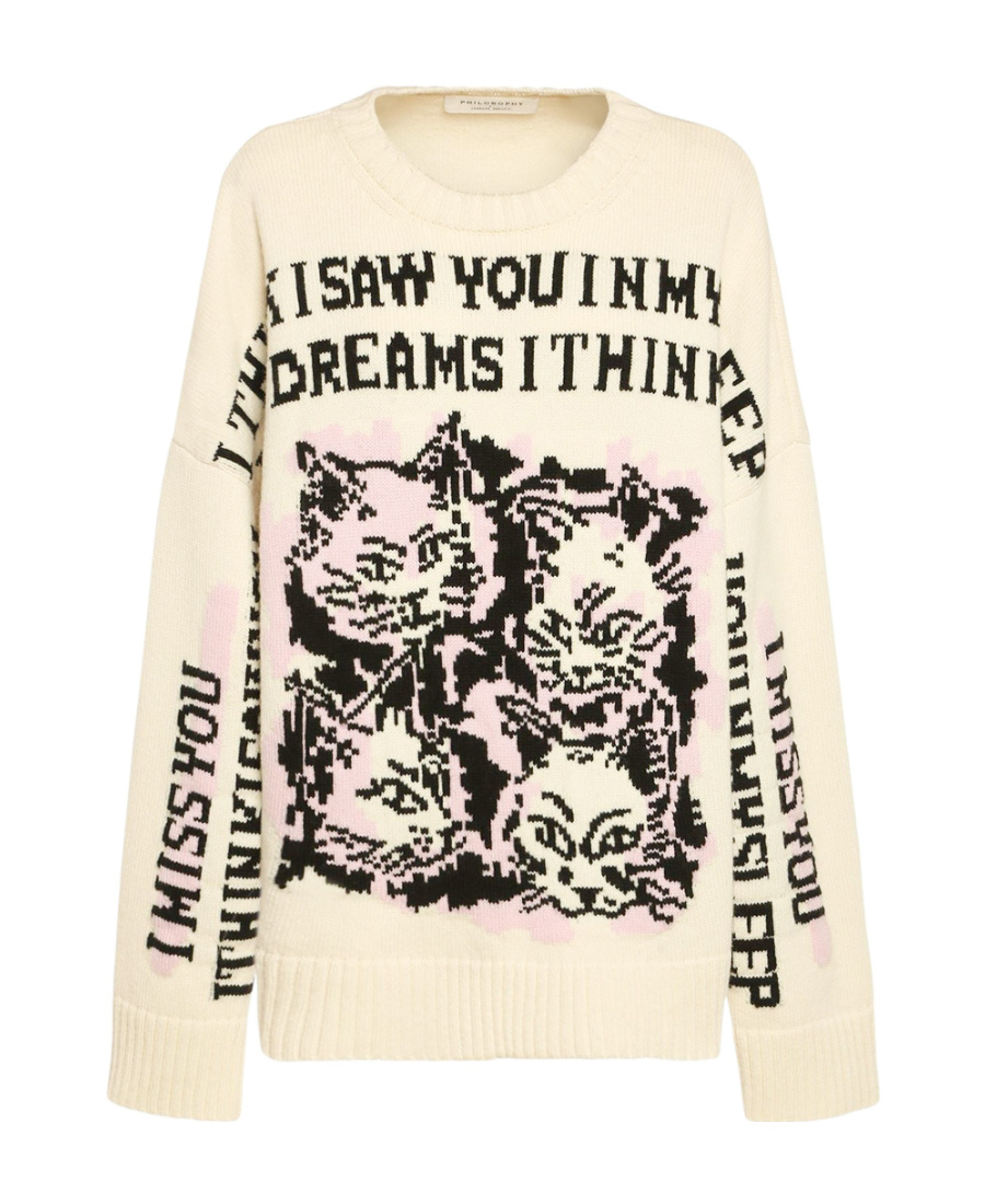 Philosophy Di Lorenzo Serafini Graphic-print Knitted Sweater In White