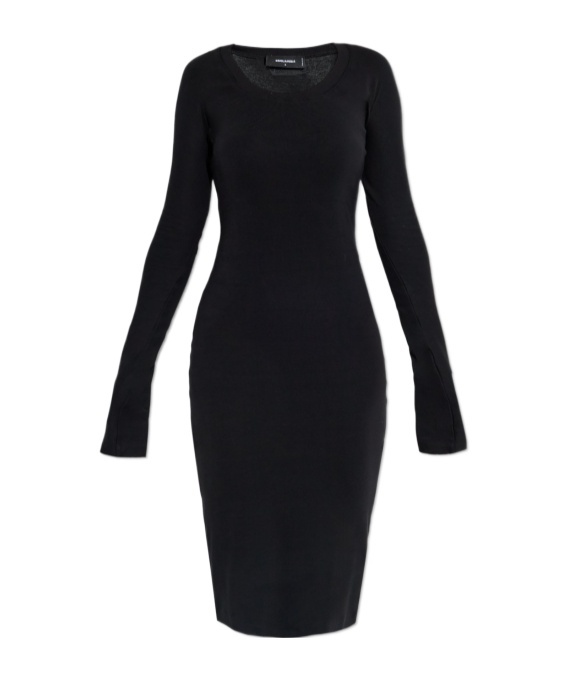 Dsquared2 Long-sleeve Midi Dress In Black