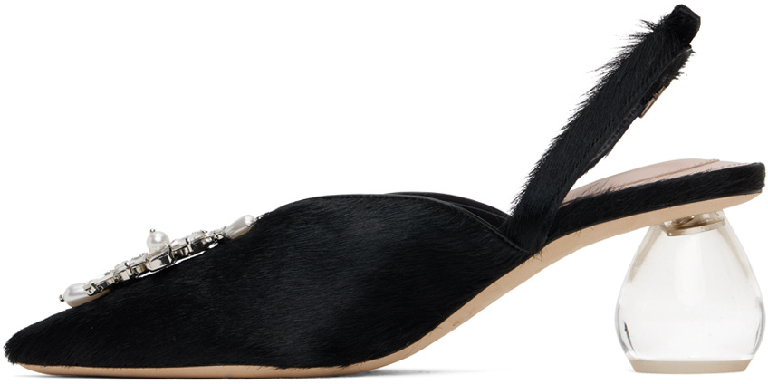 Simone Rocha Pointed Slingback High Heels In Black