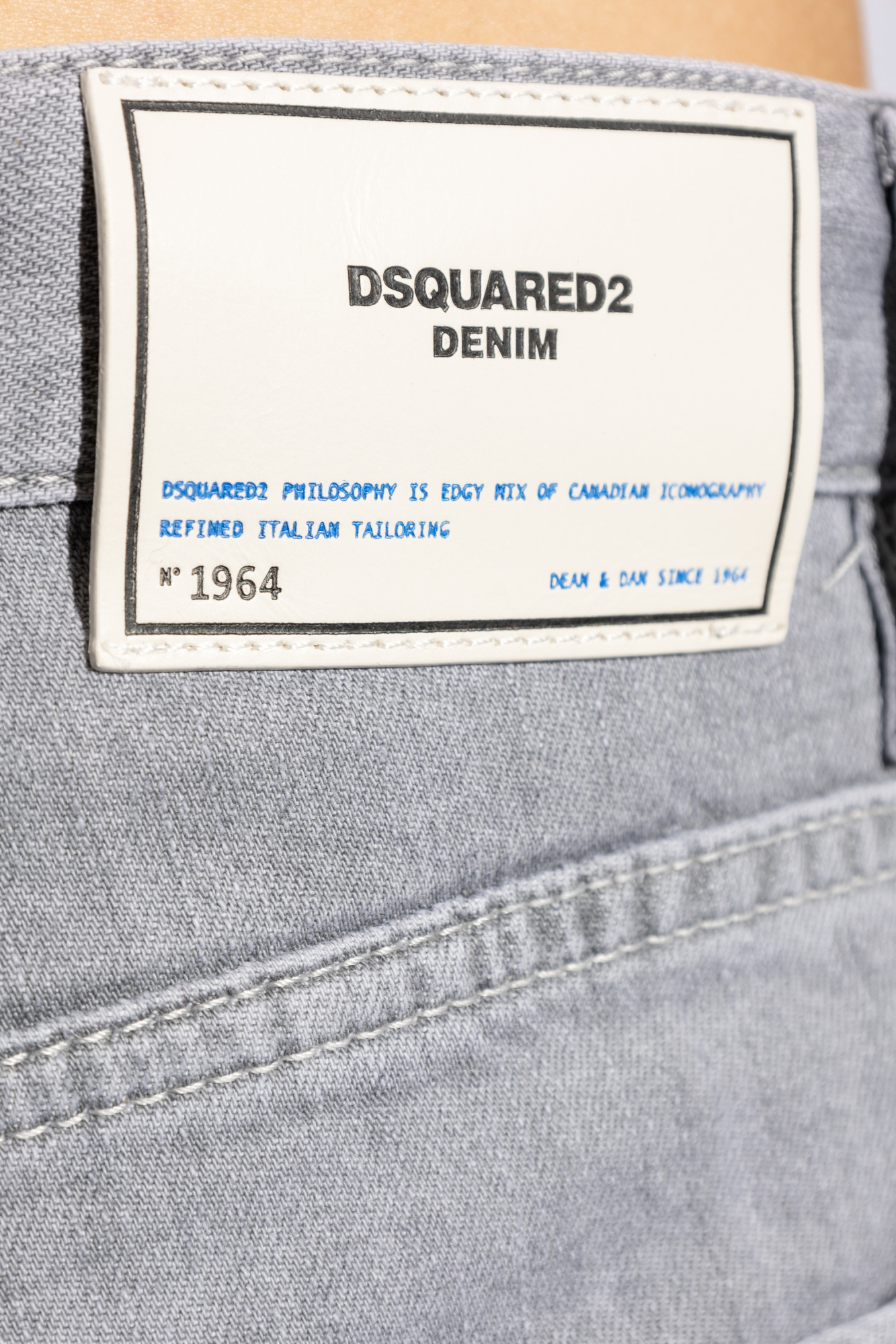 Dsquared2 Cotton Trouser With Back Logo Patch In Gray