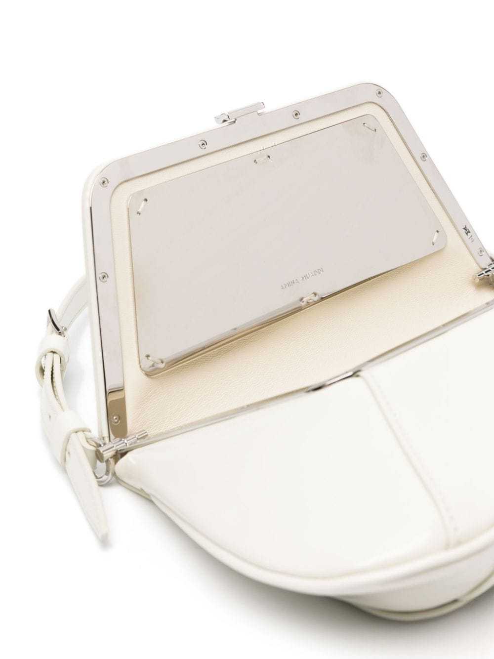 Amina Muaddi Women Black Leather Ami Shoulder Bag In White