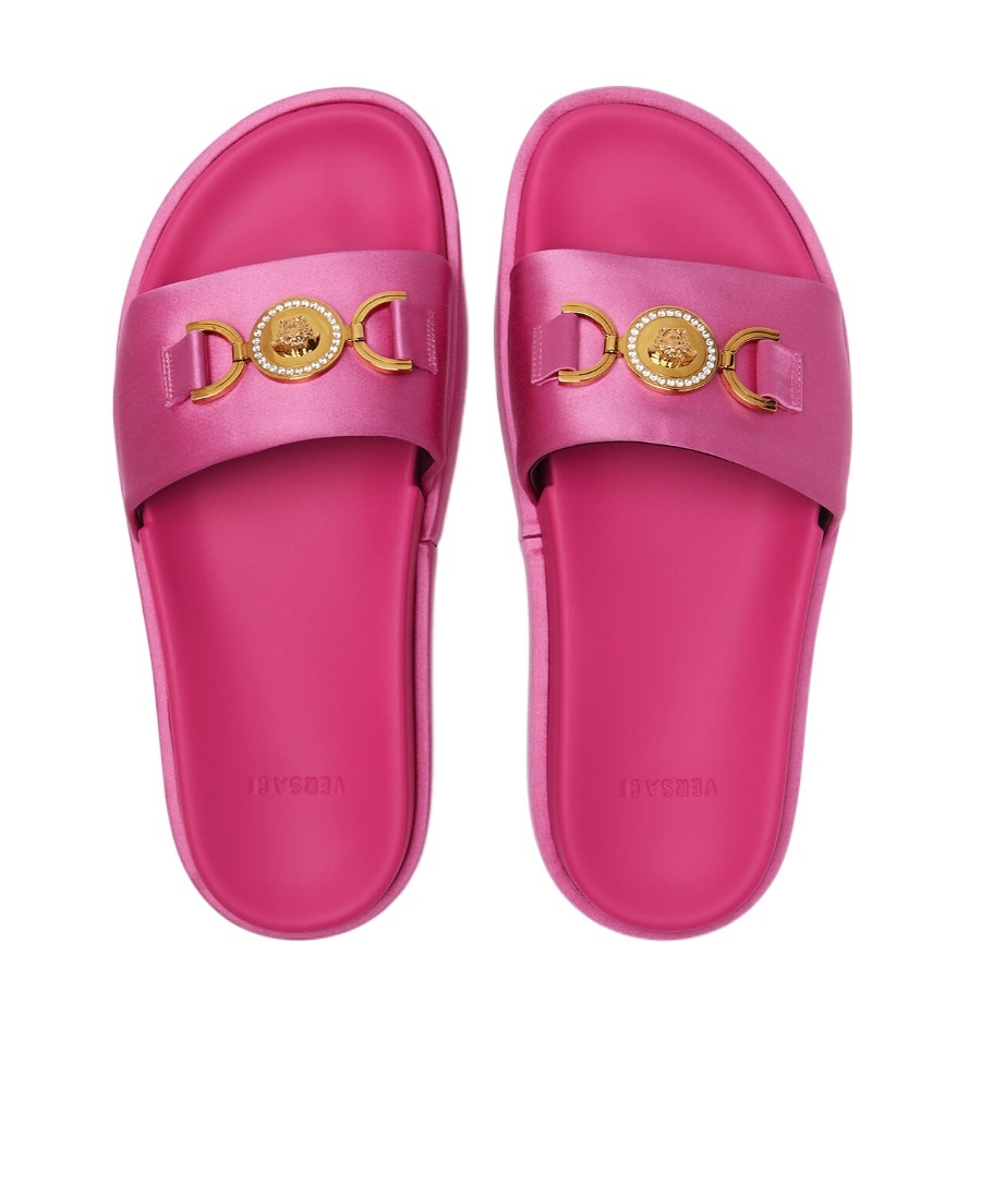 Versace Medusa Head Slides In Pink
