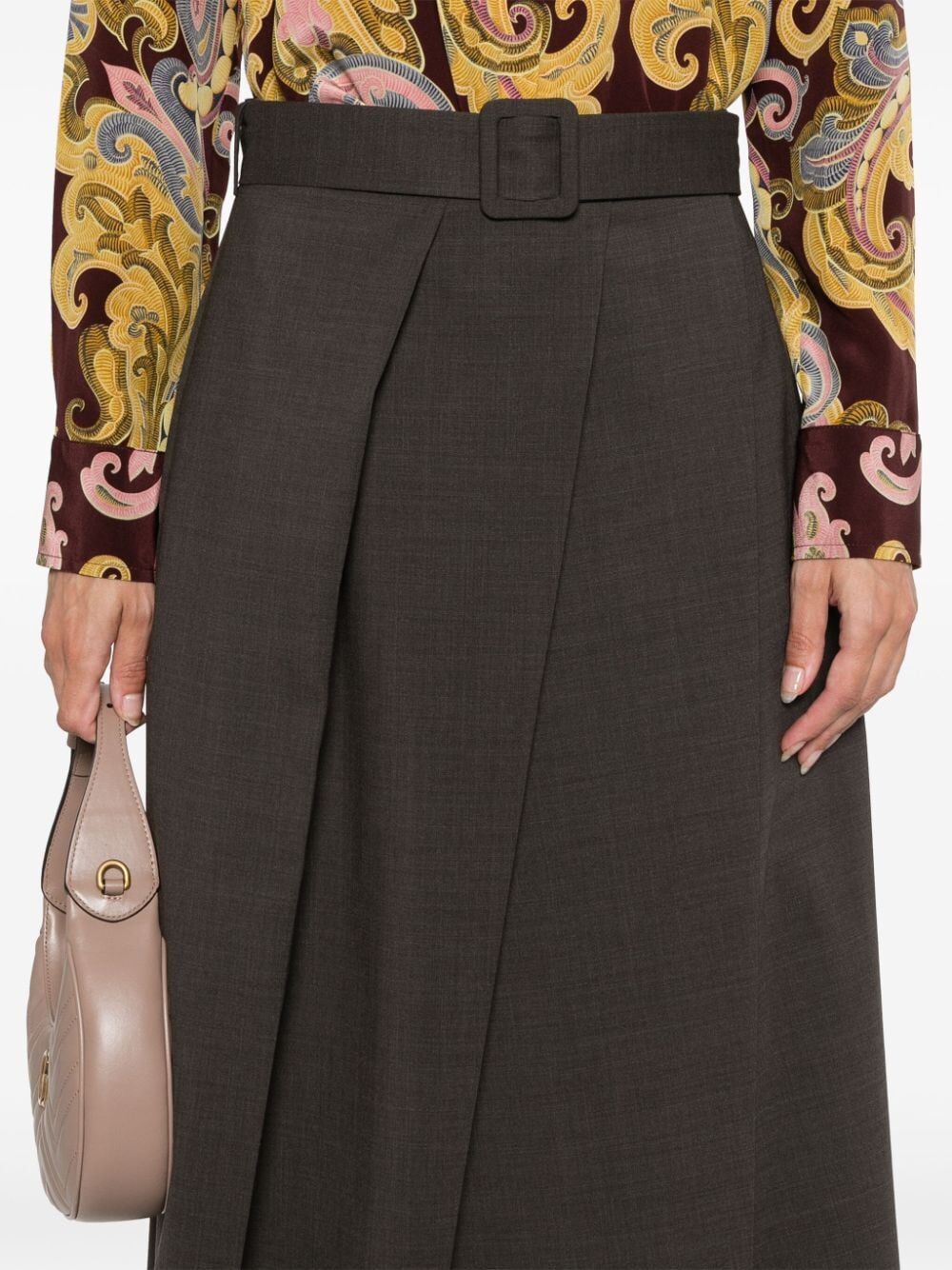 P.a.r.o.s.h Lille Wool-blend Pleated Midi Skirt In Black