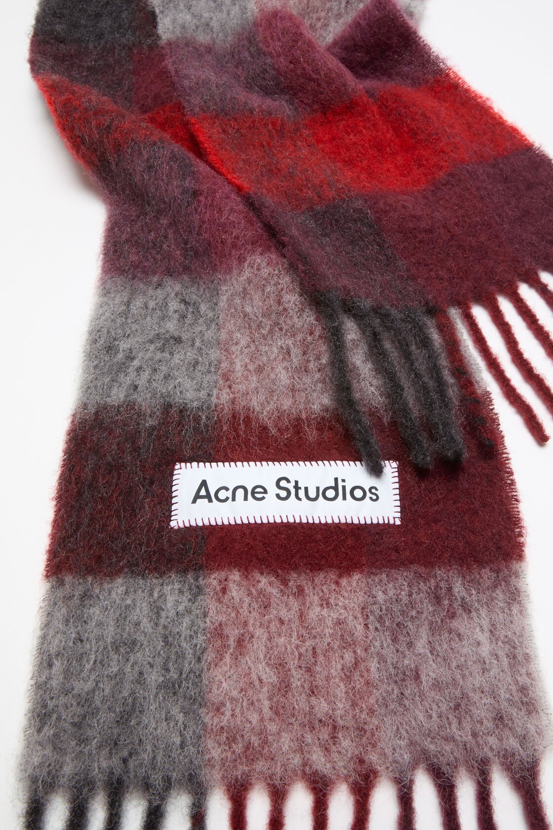 Acne Studios Cozy Multicolor Check Scarf For Cold Seasons In Red