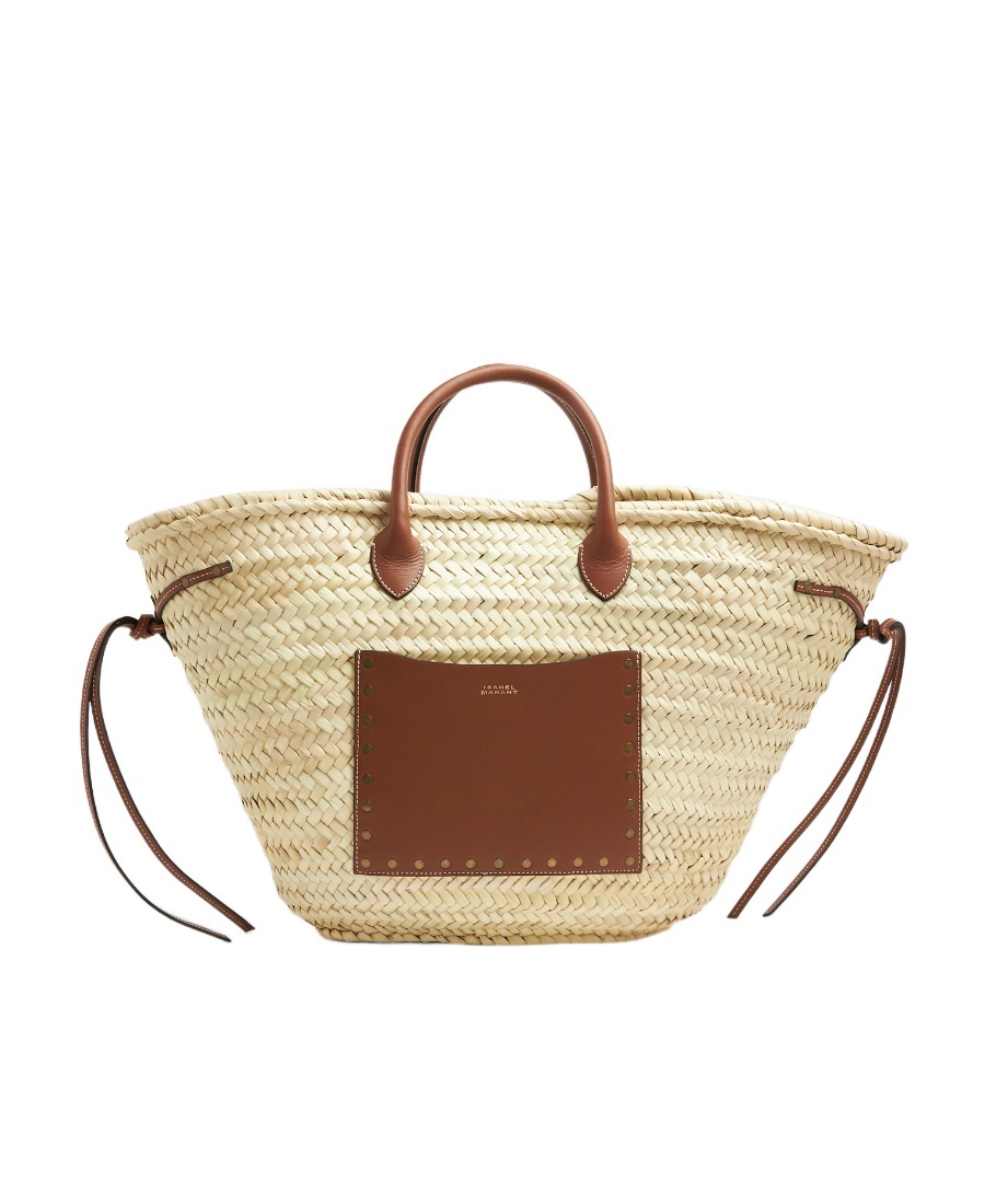 ISABEL MARANT CADIX RAFFIA AND LEATHER BASKET BAG