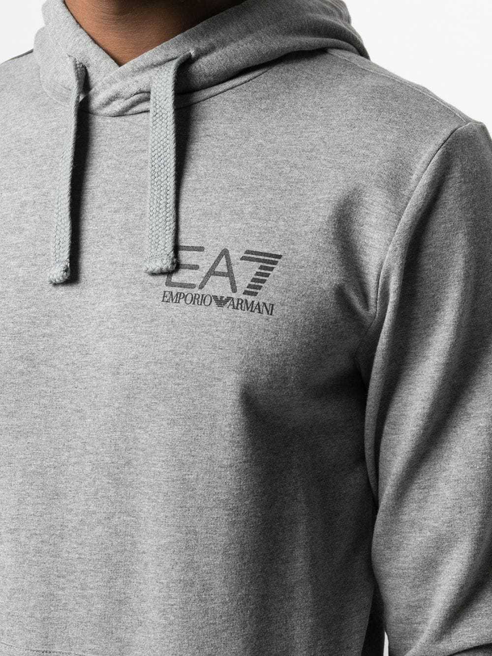 Ea7 Logo-print Drawstring Hoodie In Gray