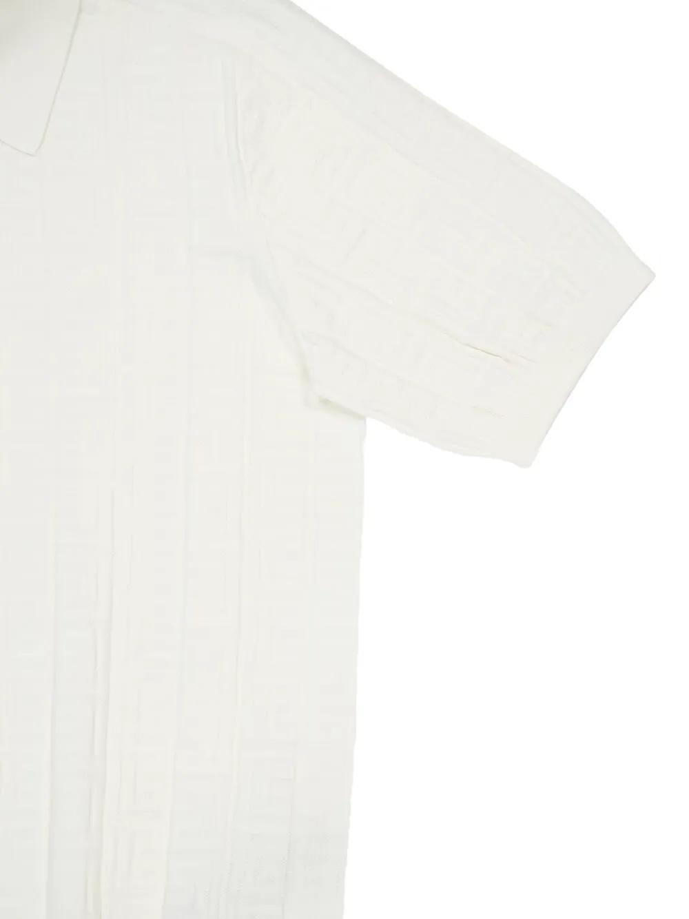 Balmain Textured Knitted Polo Shirt In White