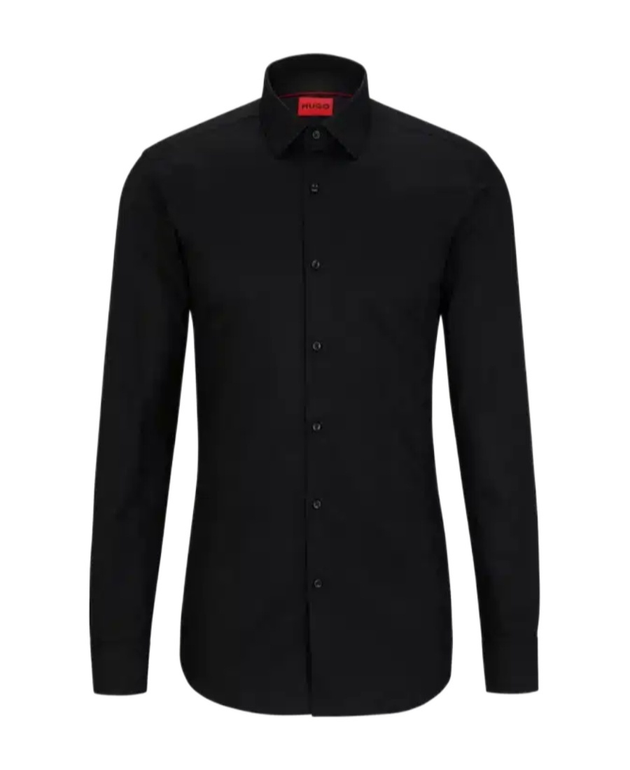 Hugo Boss Lapel Long-sleeved Shirt In Black