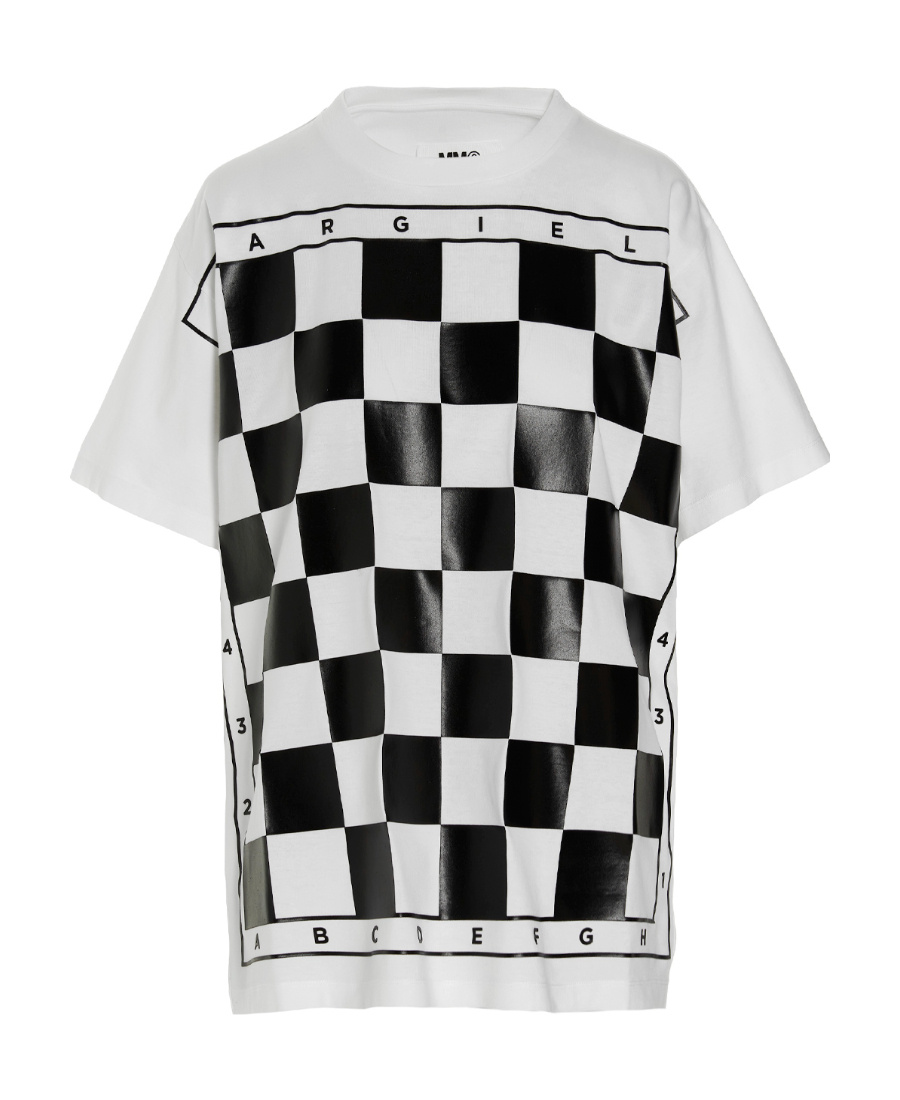 Mm6 Maison Margiela Checkerboard Print T-shirt In Multi