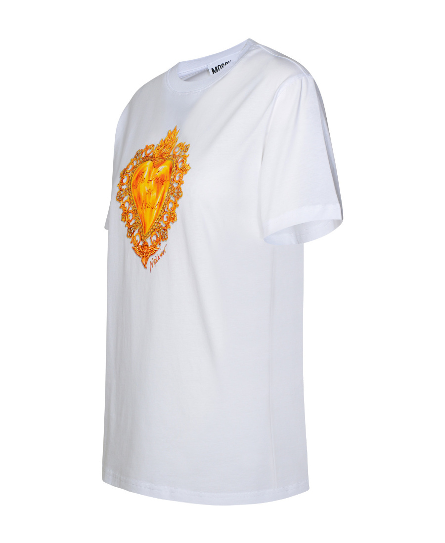 Moschino Heart-print Cotton T-shirt In White