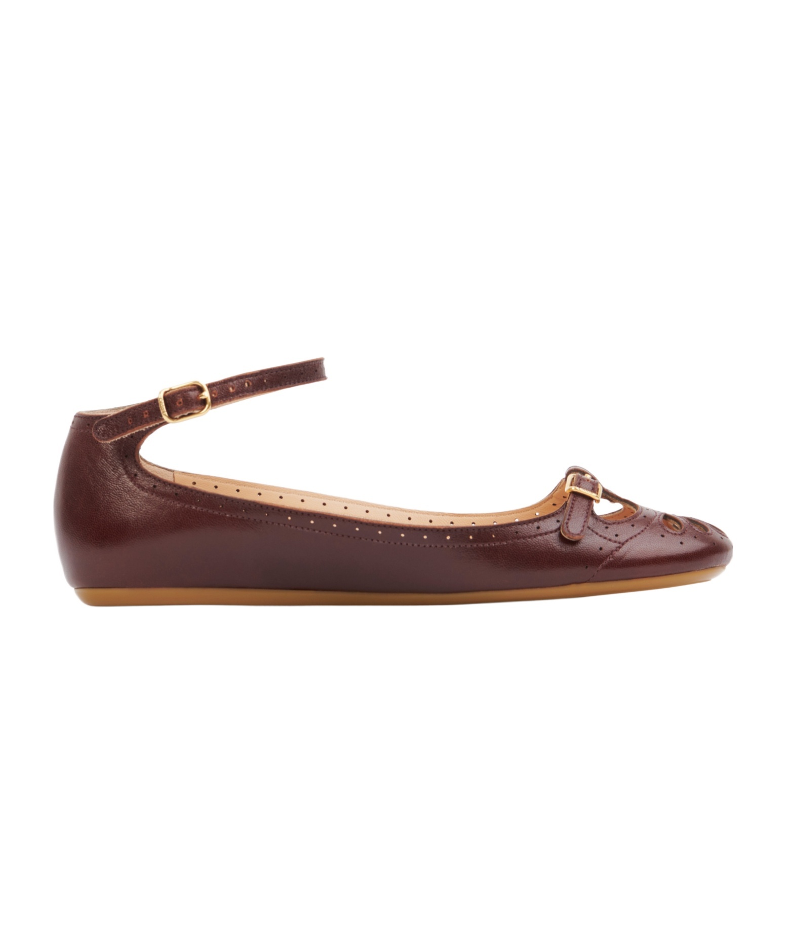 Chloé Ankle-strap Perforated Ballet Flats In Purple