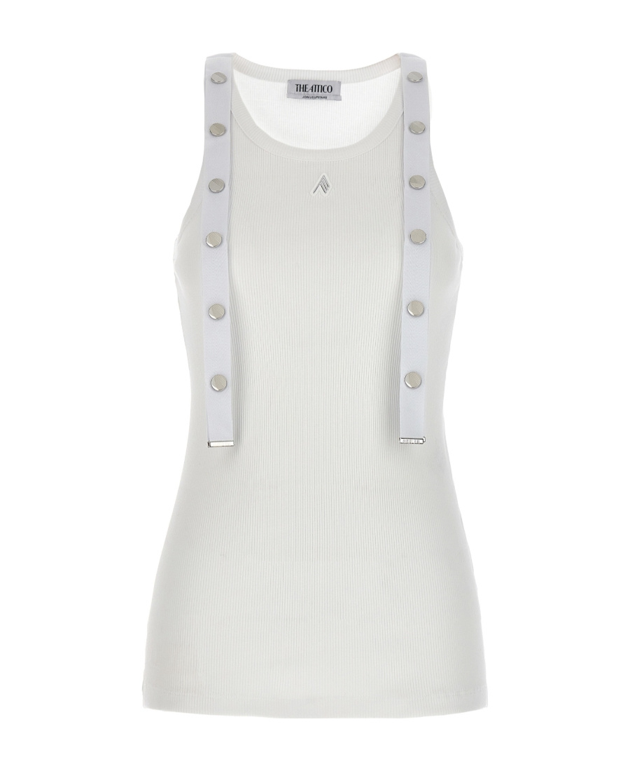 Attico The  Logo Patch Ribbed Tank Top In White