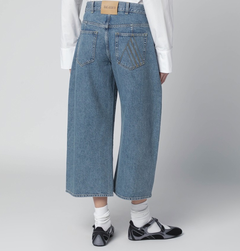 Attico Light Blue Cropped Jeans In Blue