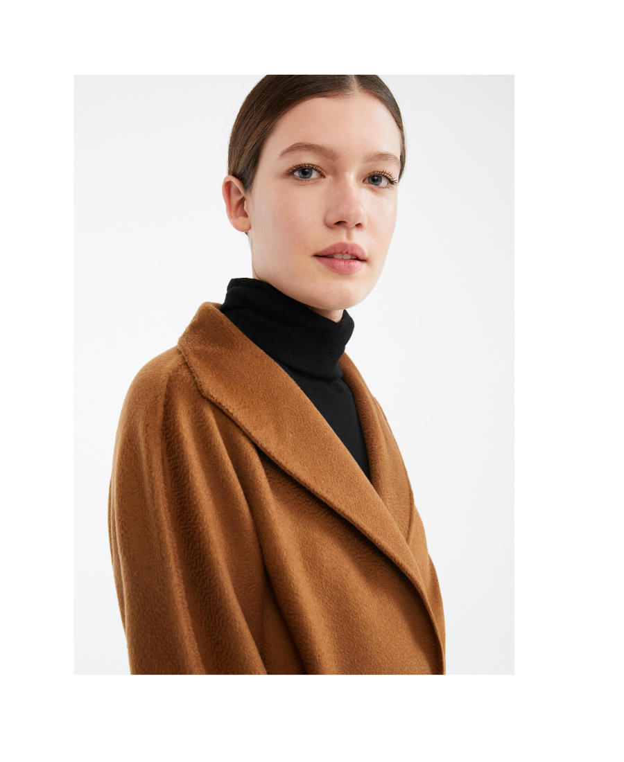 Max Mara Vertical Collar Double-sided Cashmere Coat In Brown