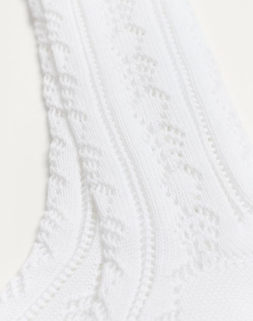 Valentino Embellished Pointelle-knit Cotton Socks In White